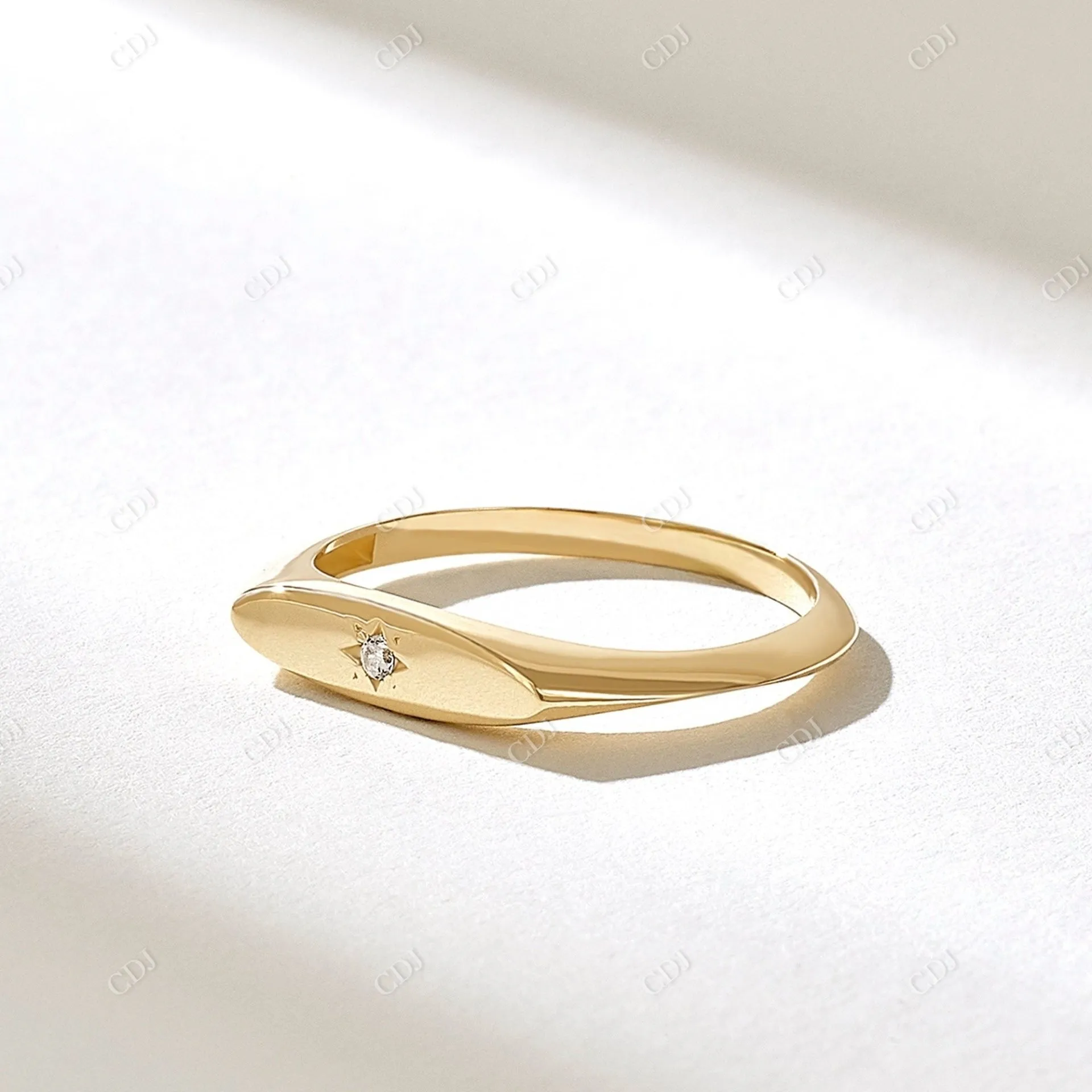 0.01CT Lab Grown Diamond Slim Star Signet Ring