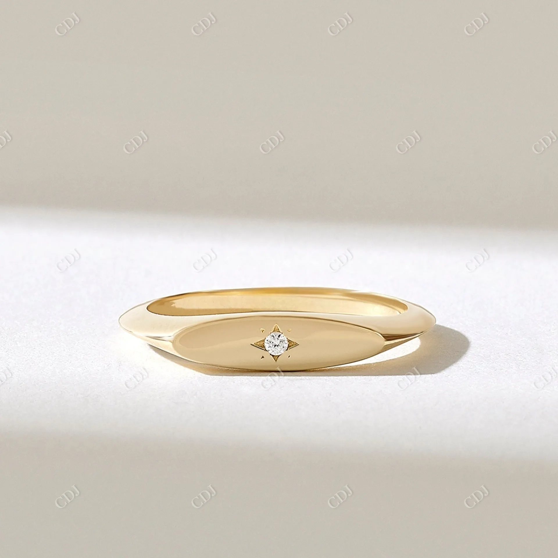 0.01CT Lab Grown Diamond Slim Star Signet Ring