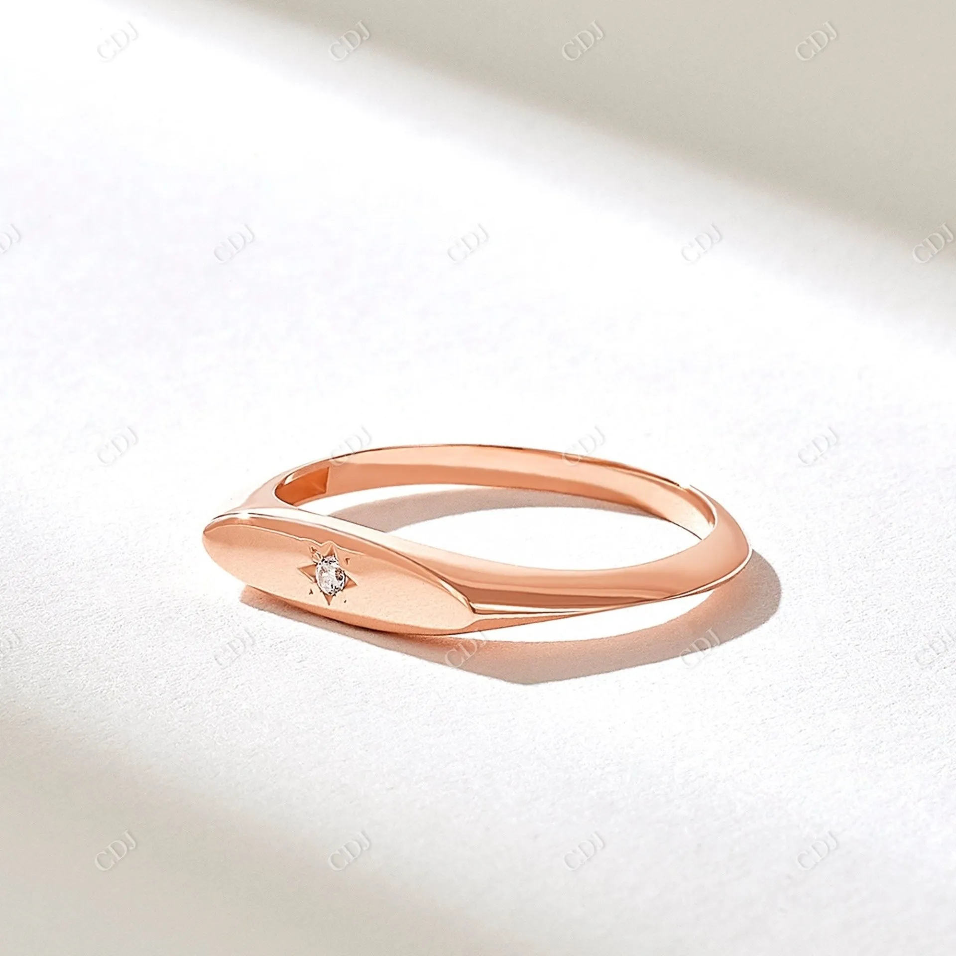 0.01CT Lab Grown Diamond Slim Star Signet Ring