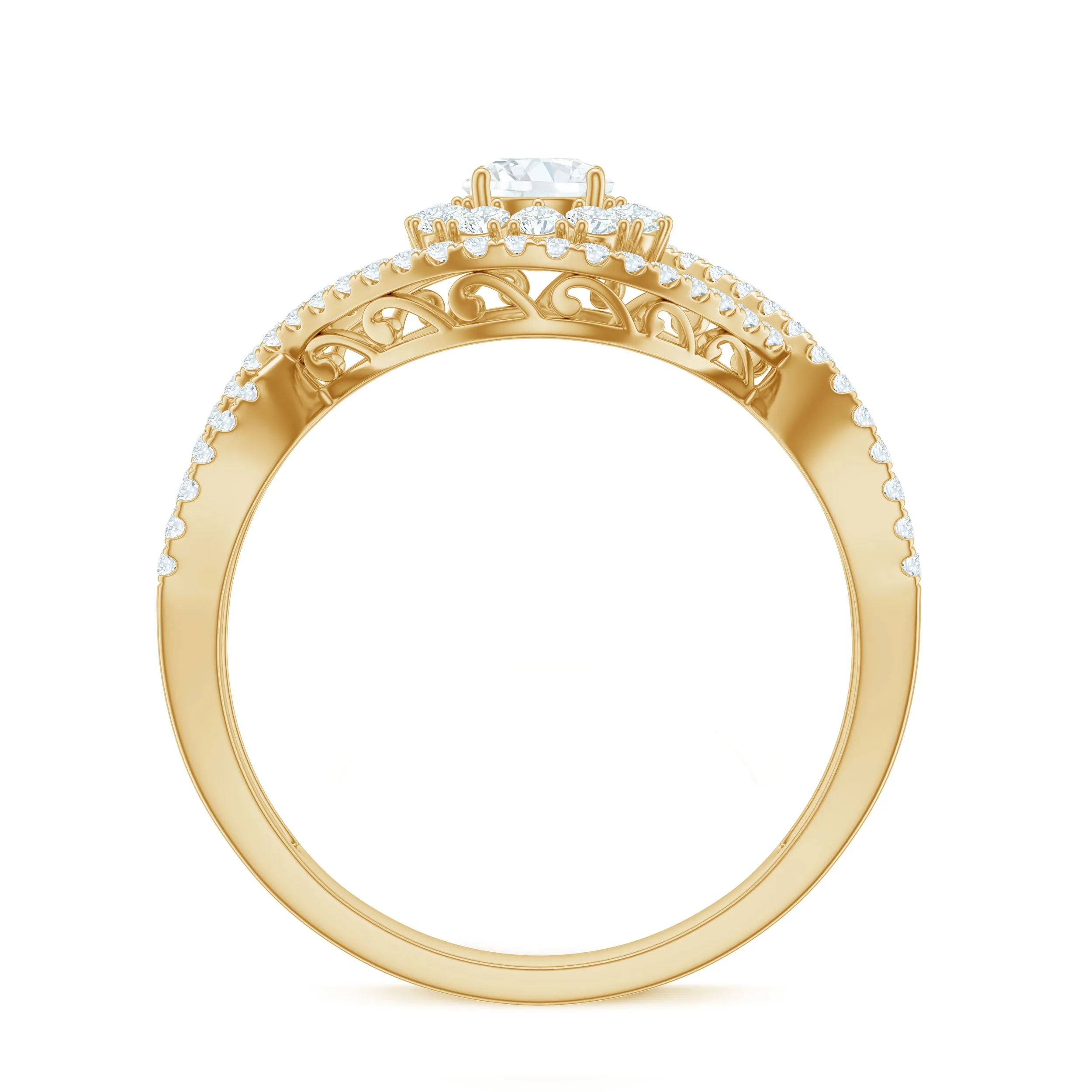 1 CT Certified Moissanite Crossover Engagement Ring