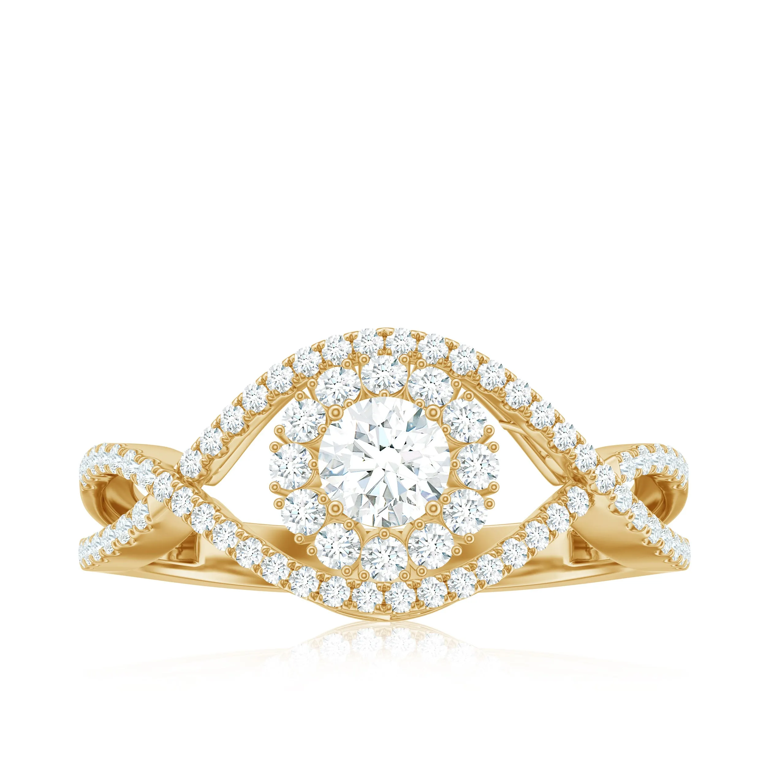 1 CT Certified Moissanite Crossover Engagement Ring