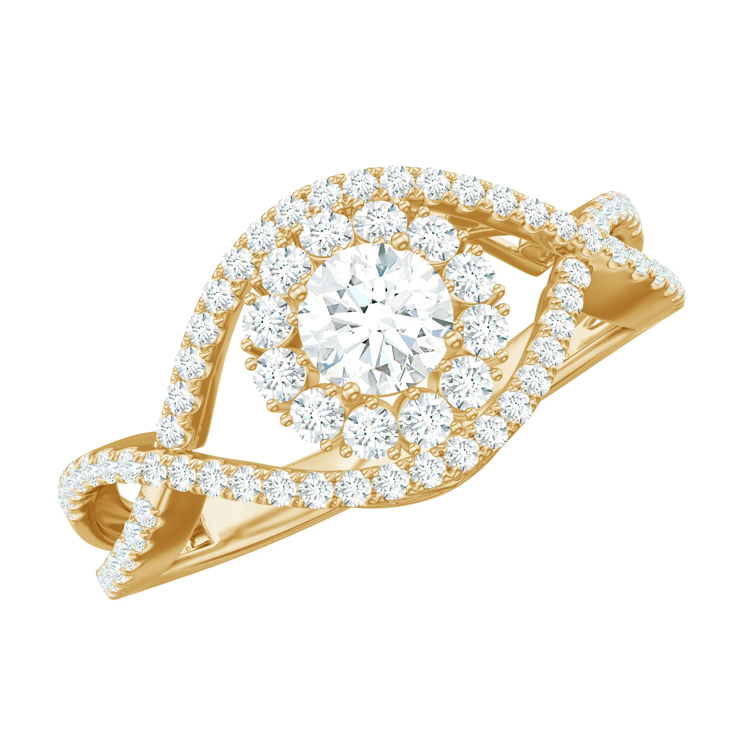 1 CT Certified Moissanite Crossover Engagement Ring