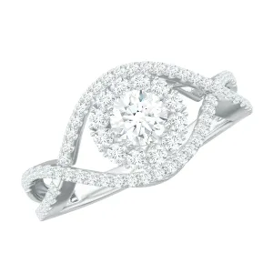 1 CT Certified Moissanite Crossover Engagement Ring