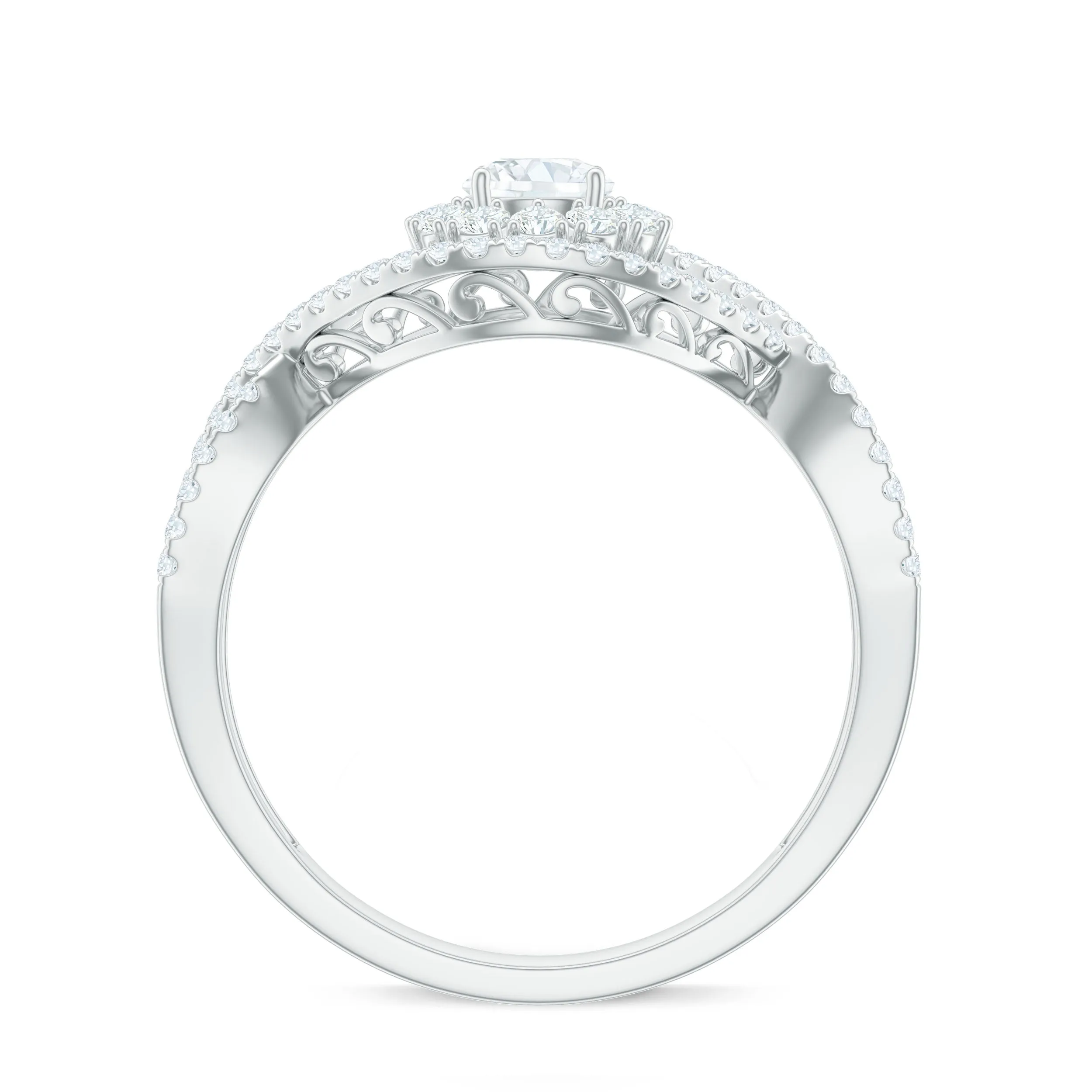1 CT Certified Moissanite Crossover Engagement Ring