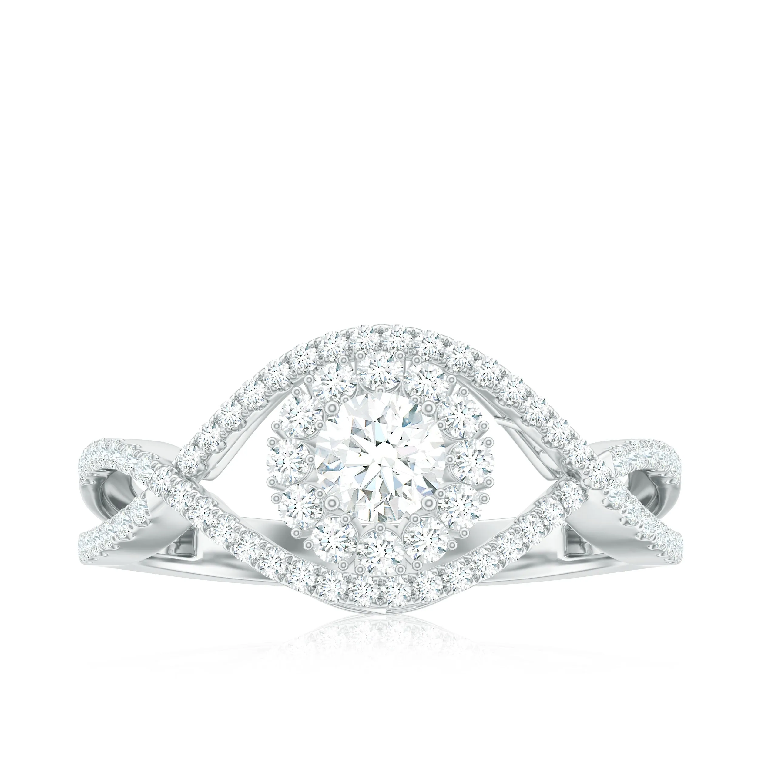 1 CT Certified Moissanite Crossover Engagement Ring