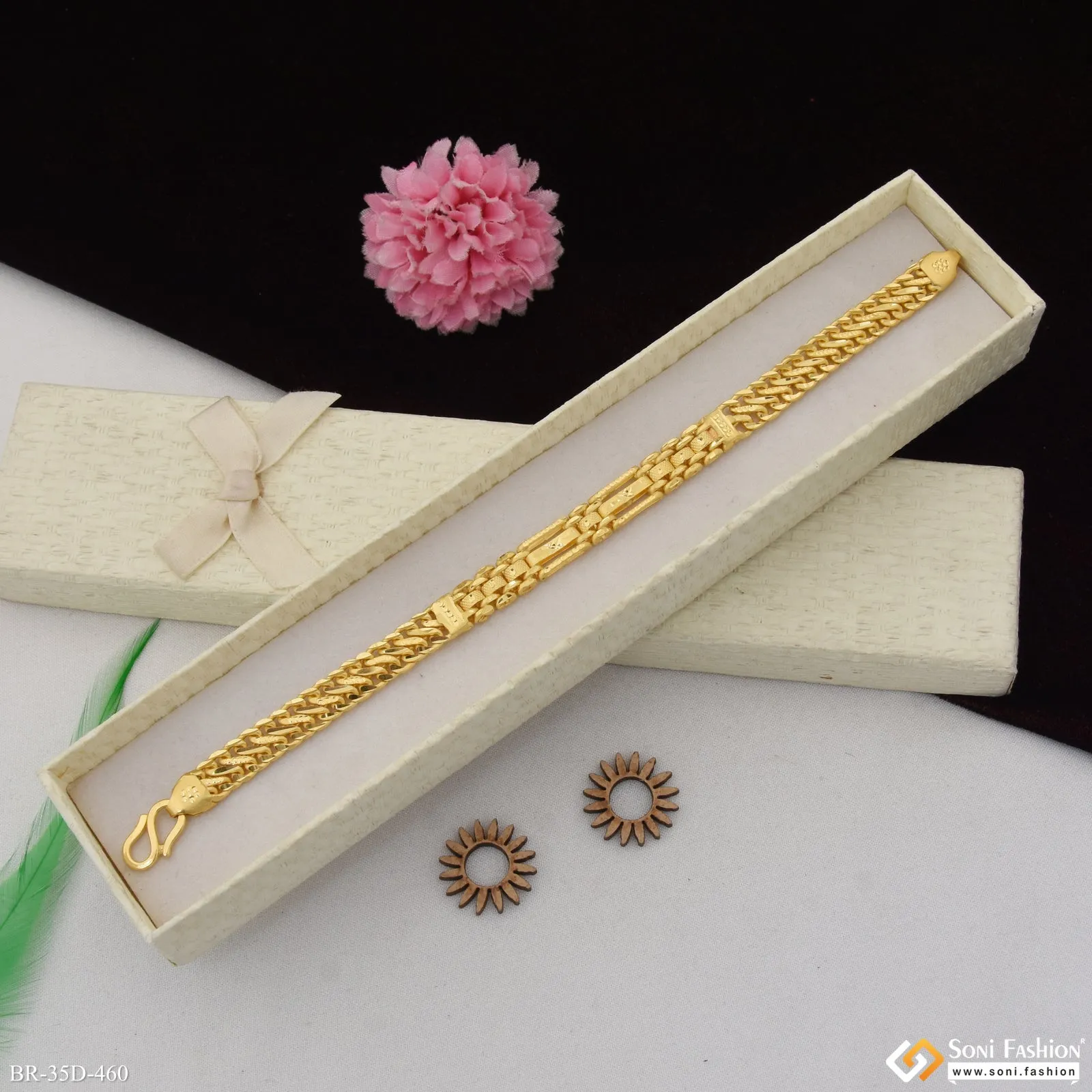1 Gram Gold Plated Antique Design Bracelet for Men - Style D460