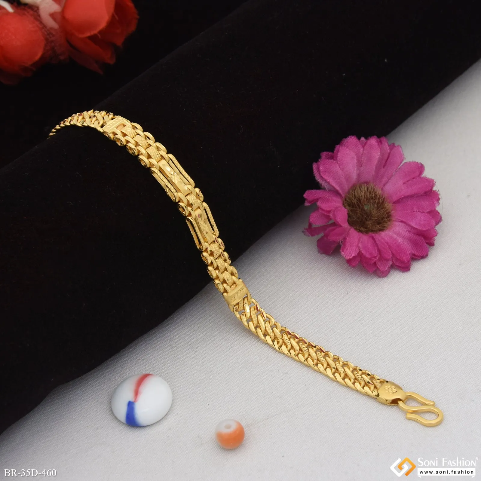 1 Gram Gold Plated Antique Design Bracelet for Men - Style D460