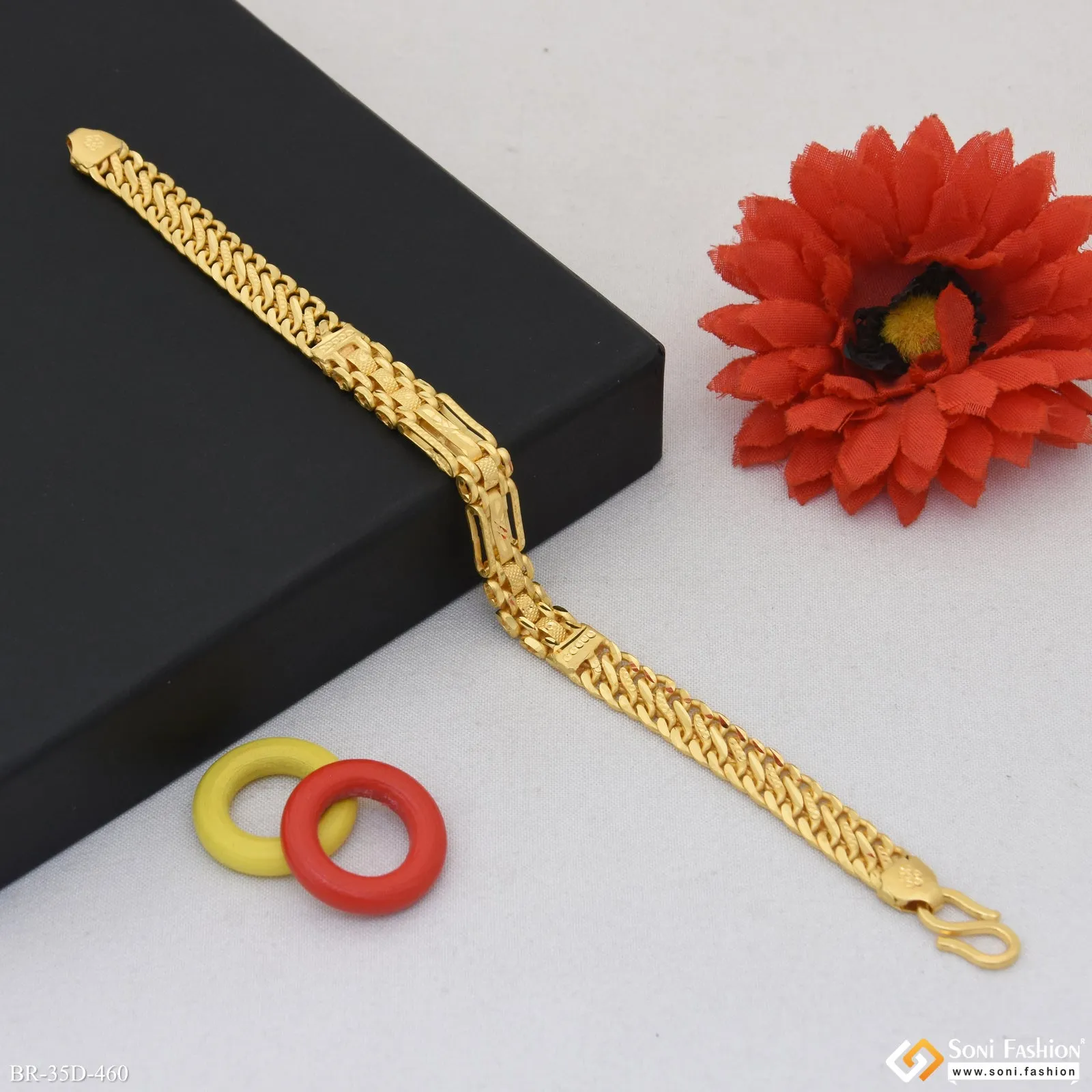 1 Gram Gold Plated Antique Design Bracelet for Men - Style D460