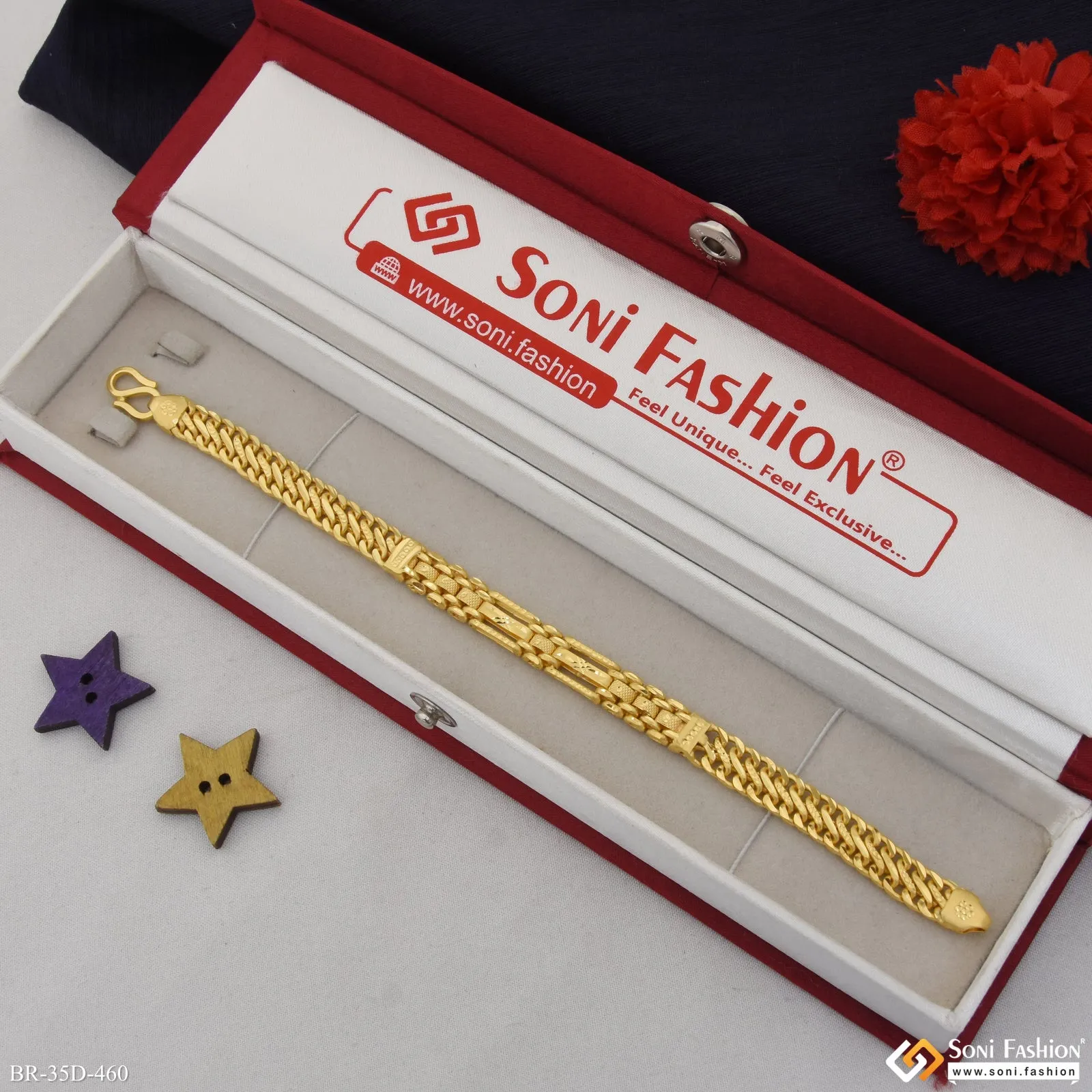 1 Gram Gold Plated Antique Design Bracelet for Men - Style D460