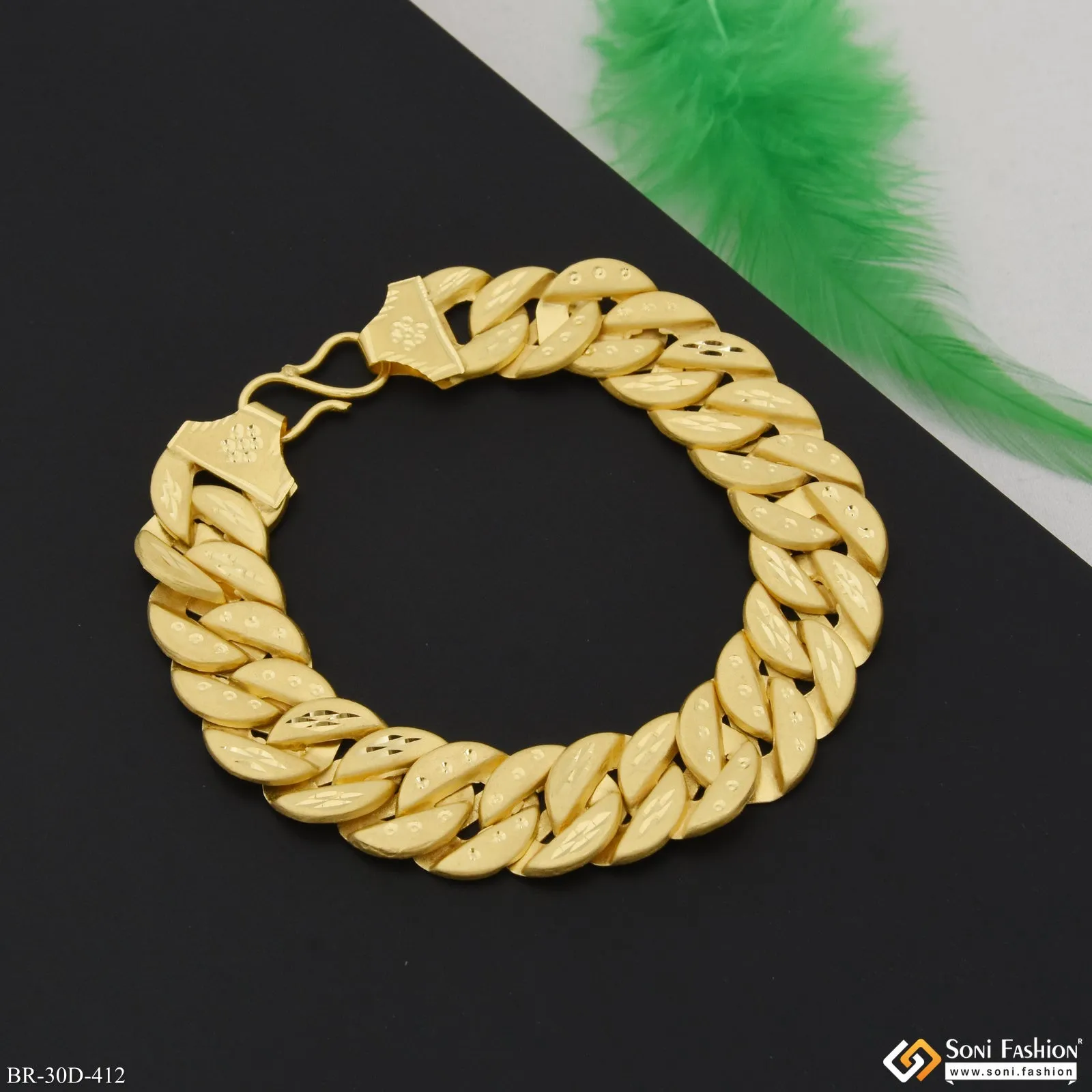 1 Gram Gold Plated Pokal Bracelet for Men - Style D412
