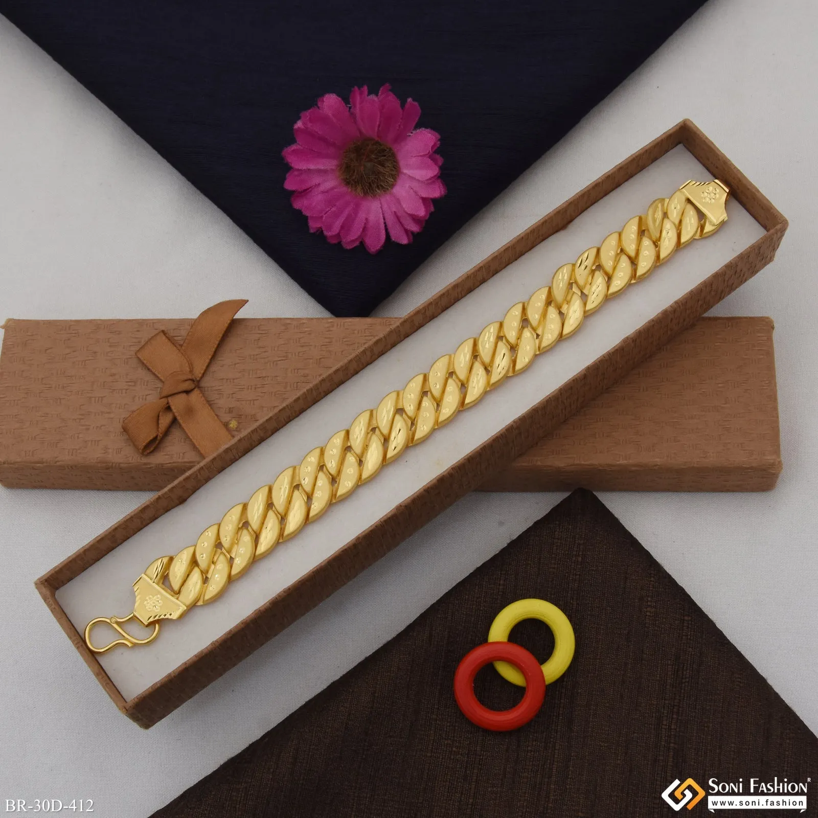 1 Gram Gold Plated Pokal Bracelet for Men - Style D412
