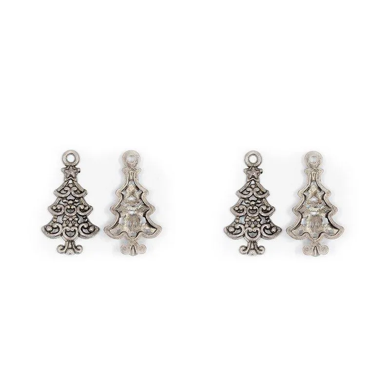 10 Pcs Tibetan Silver Filigree Christmas Tree 24X13.5mm Charms Pendants