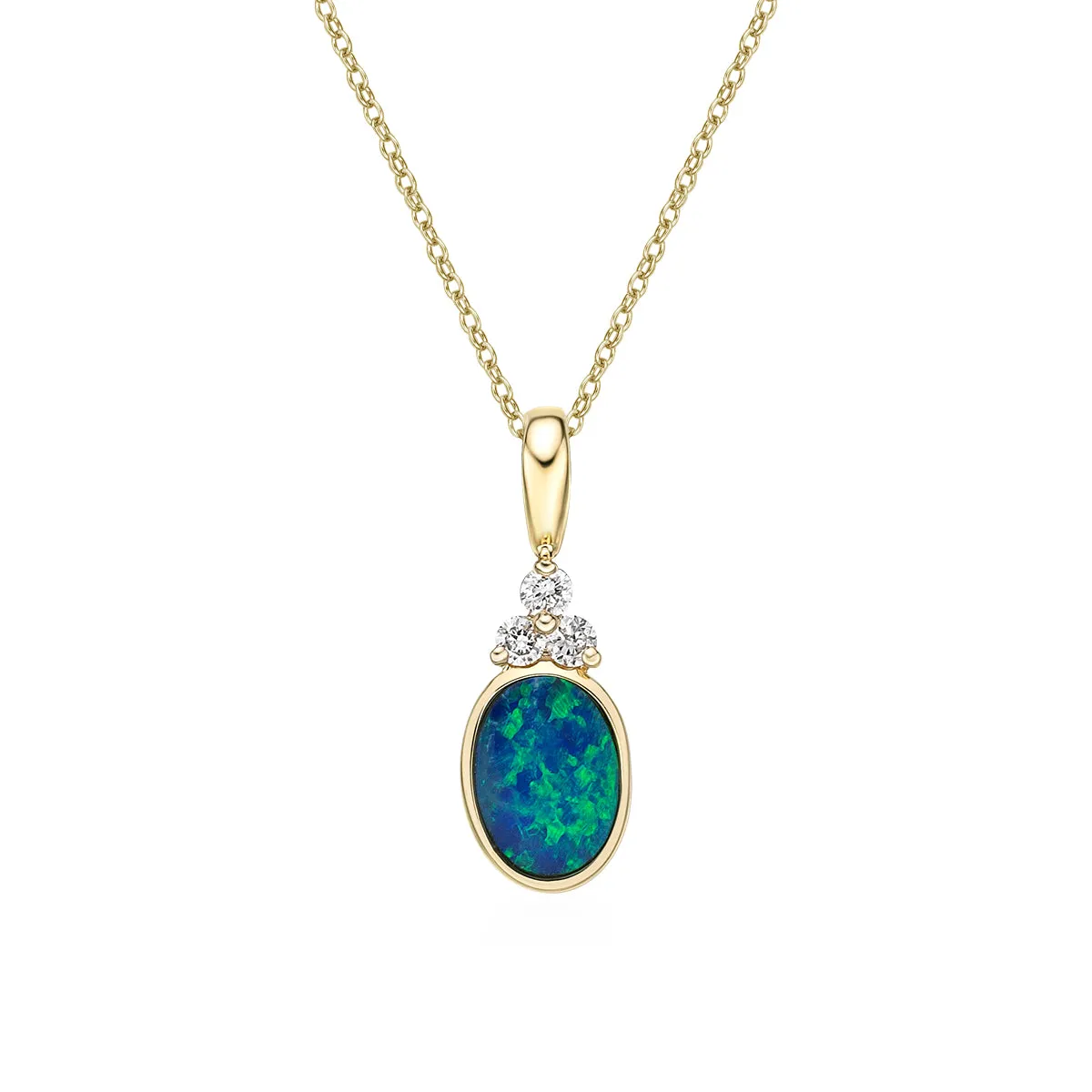 10k Yellow Gold Opal and Diamond Necklace