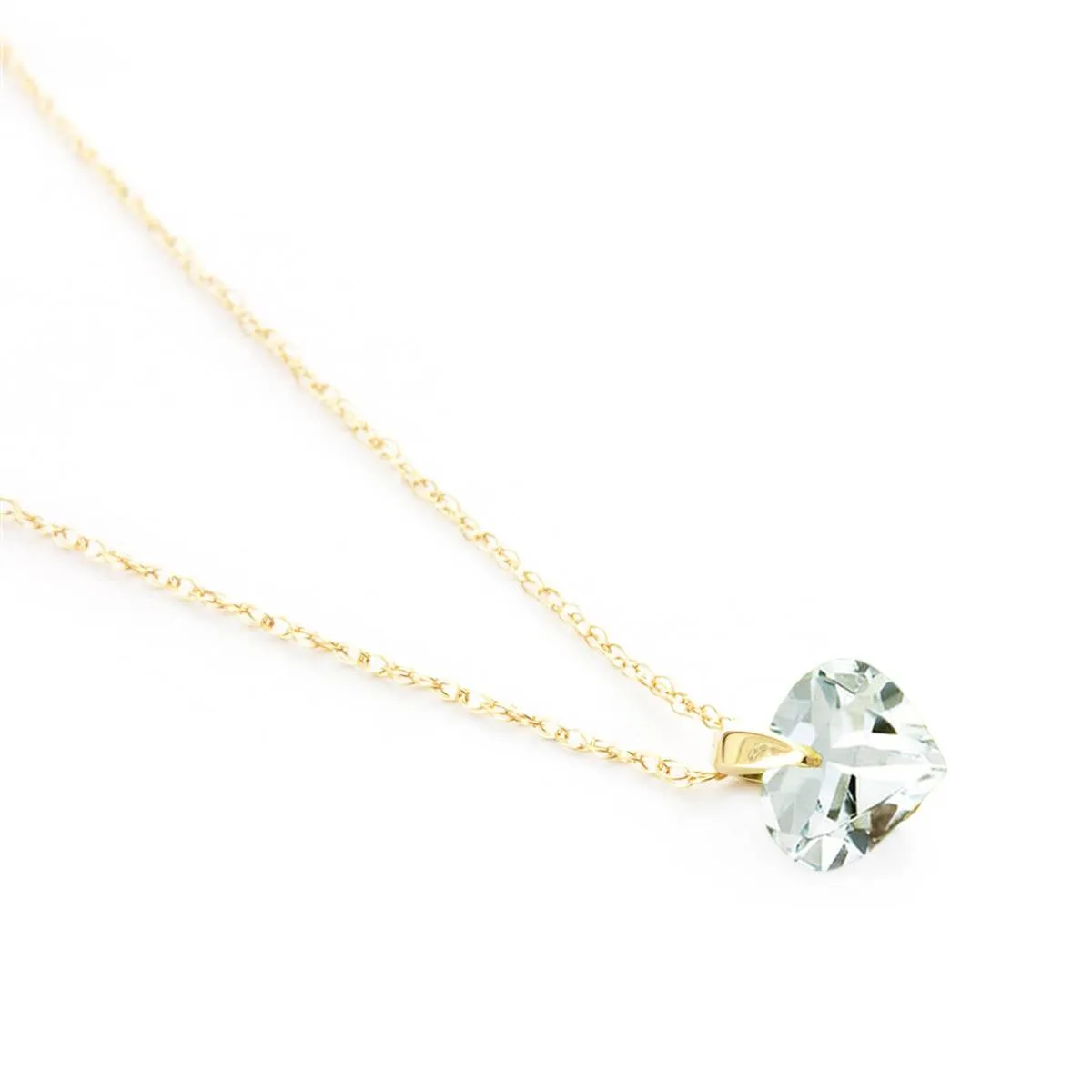 1.15 Carat 14K Solid Yellow Gold Break My Heart Aquamarine Necklace