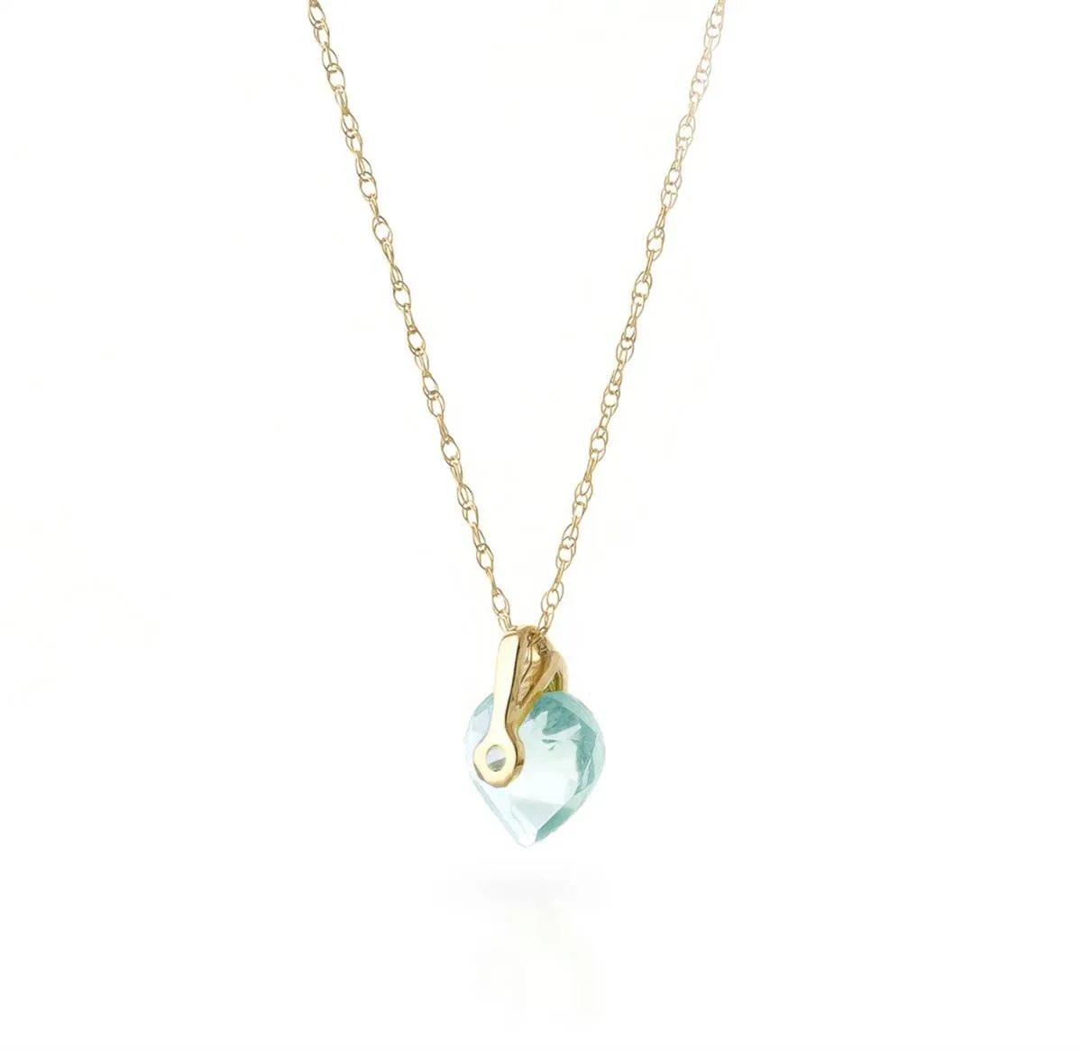1.15 Carat 14K Solid Yellow Gold Break My Heart Aquamarine Necklace