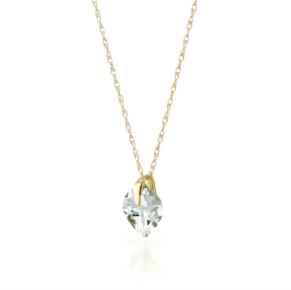 1.15 Carat 14K Solid Yellow Gold Break My Heart Aquamarine Necklace