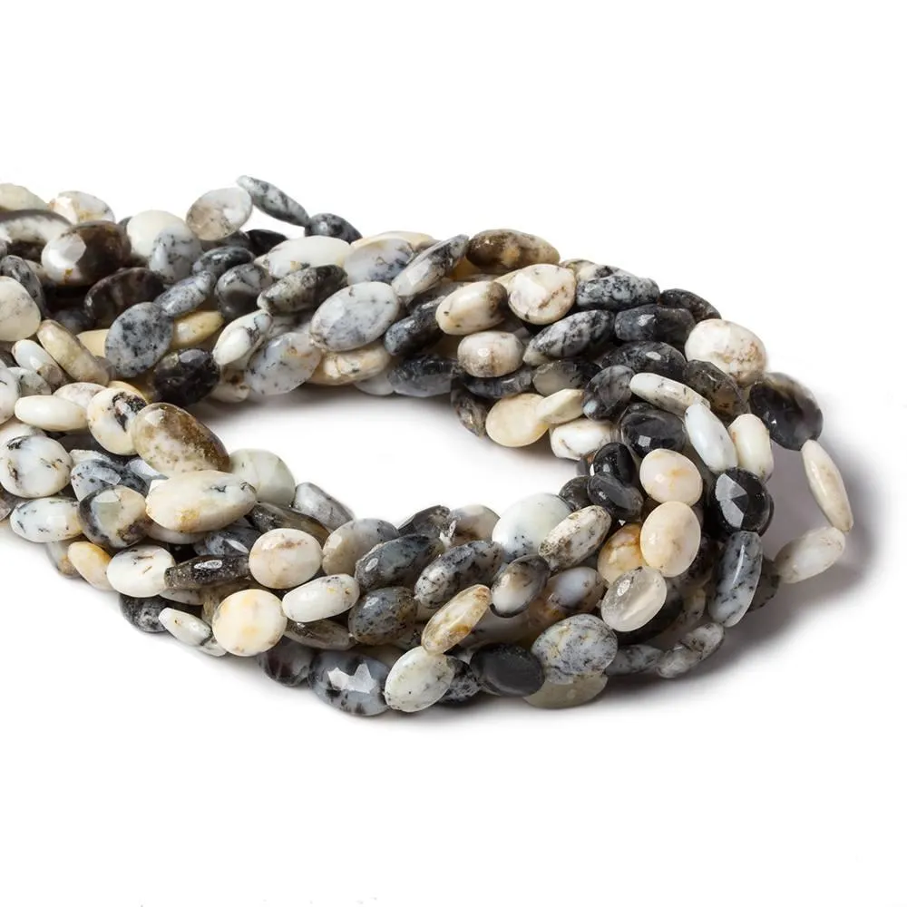 11x7mm Dendritic Opal Faceted Ovals 13 inch 32 beads