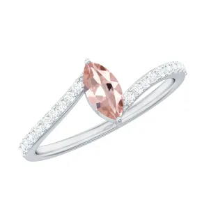 1/2 Carat Bypass Engagement Ring with Morganite and Diamond