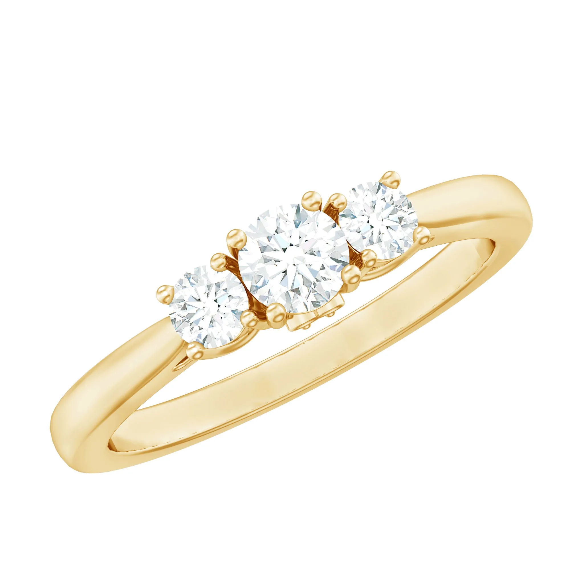 1/2 CT Bright Moissanite 3 Stone Ring for Women