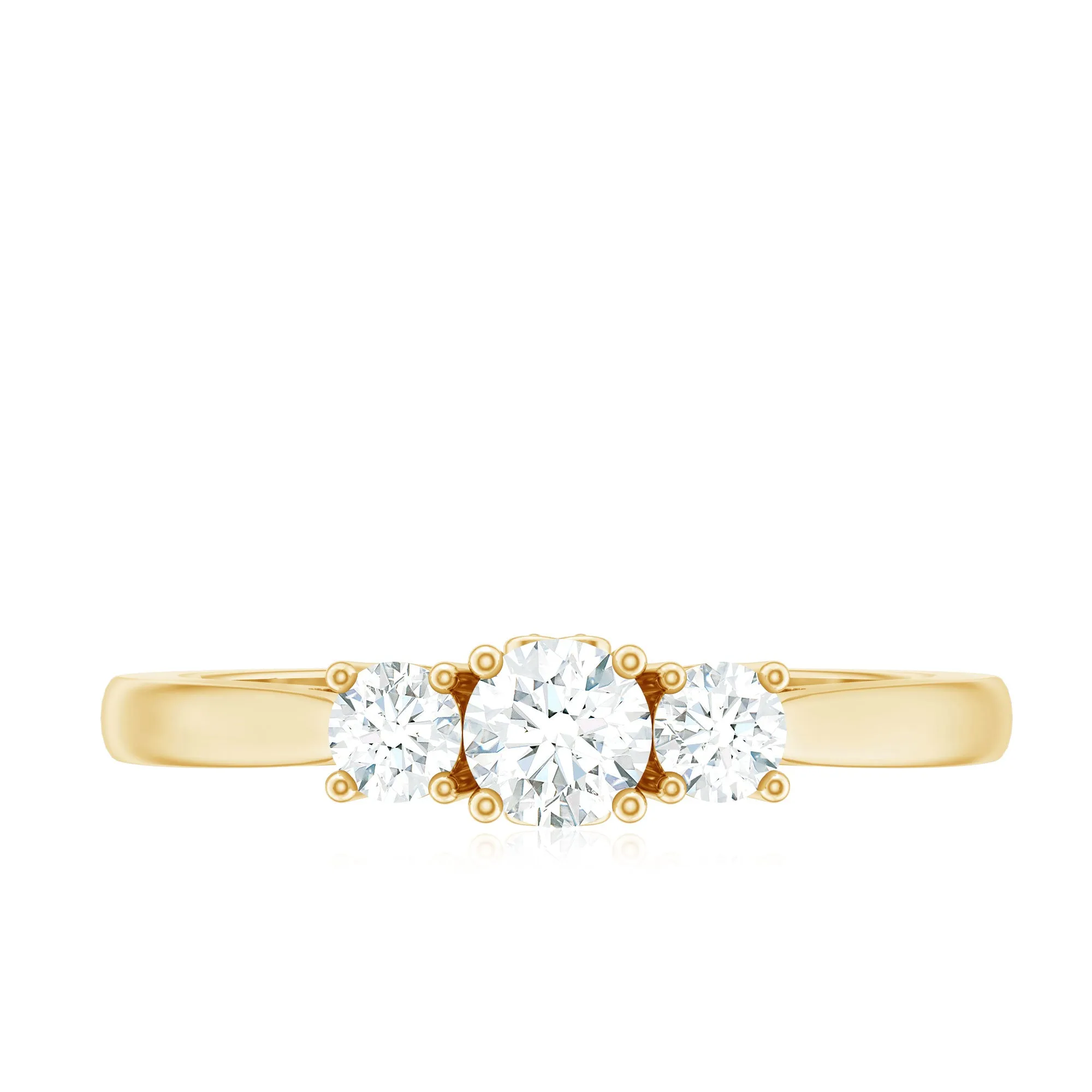 1/2 CT Bright Moissanite 3 Stone Ring for Women