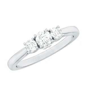 1/2 CT Bright Moissanite 3 Stone Ring for Women