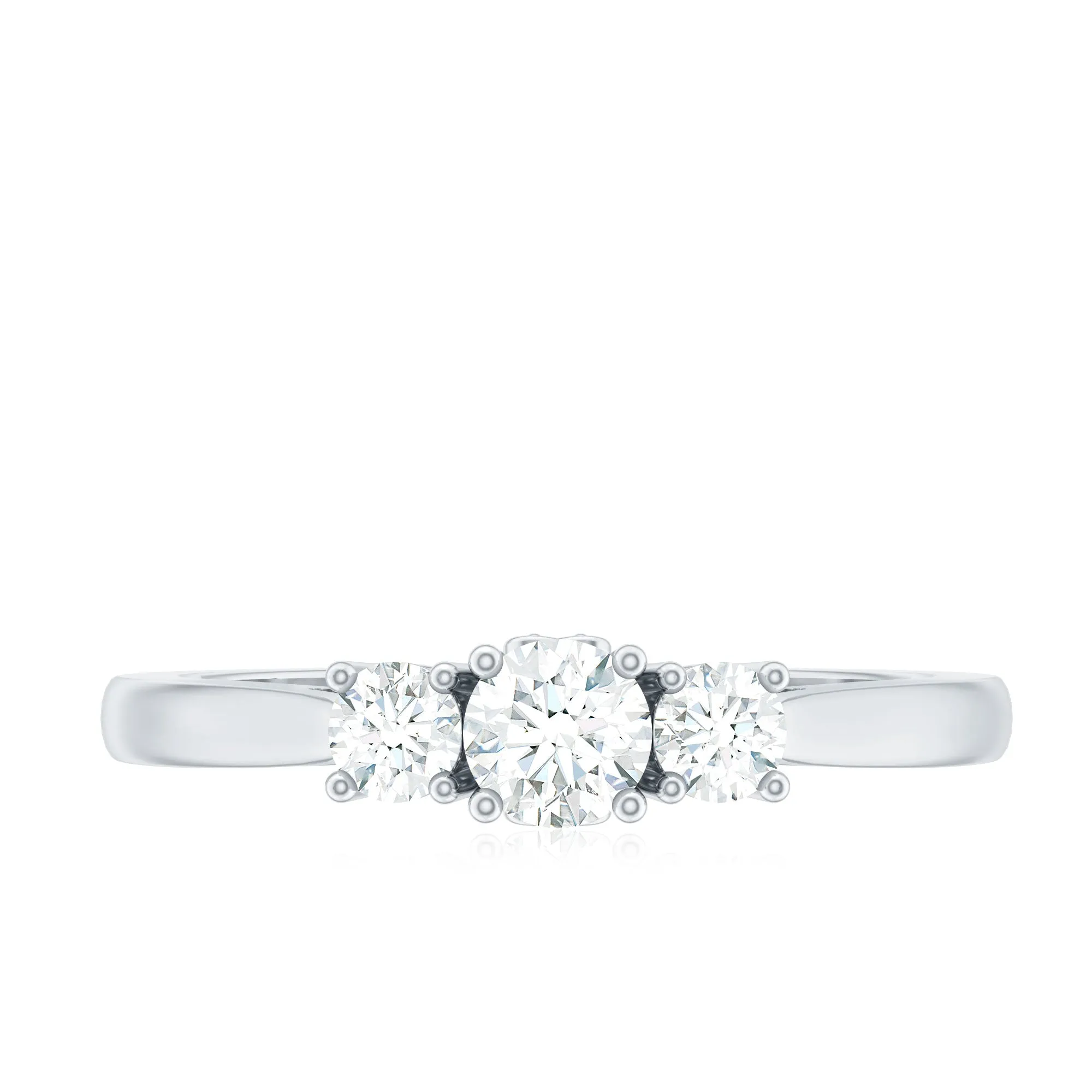 1/2 CT Bright Moissanite 3 Stone Ring for Women