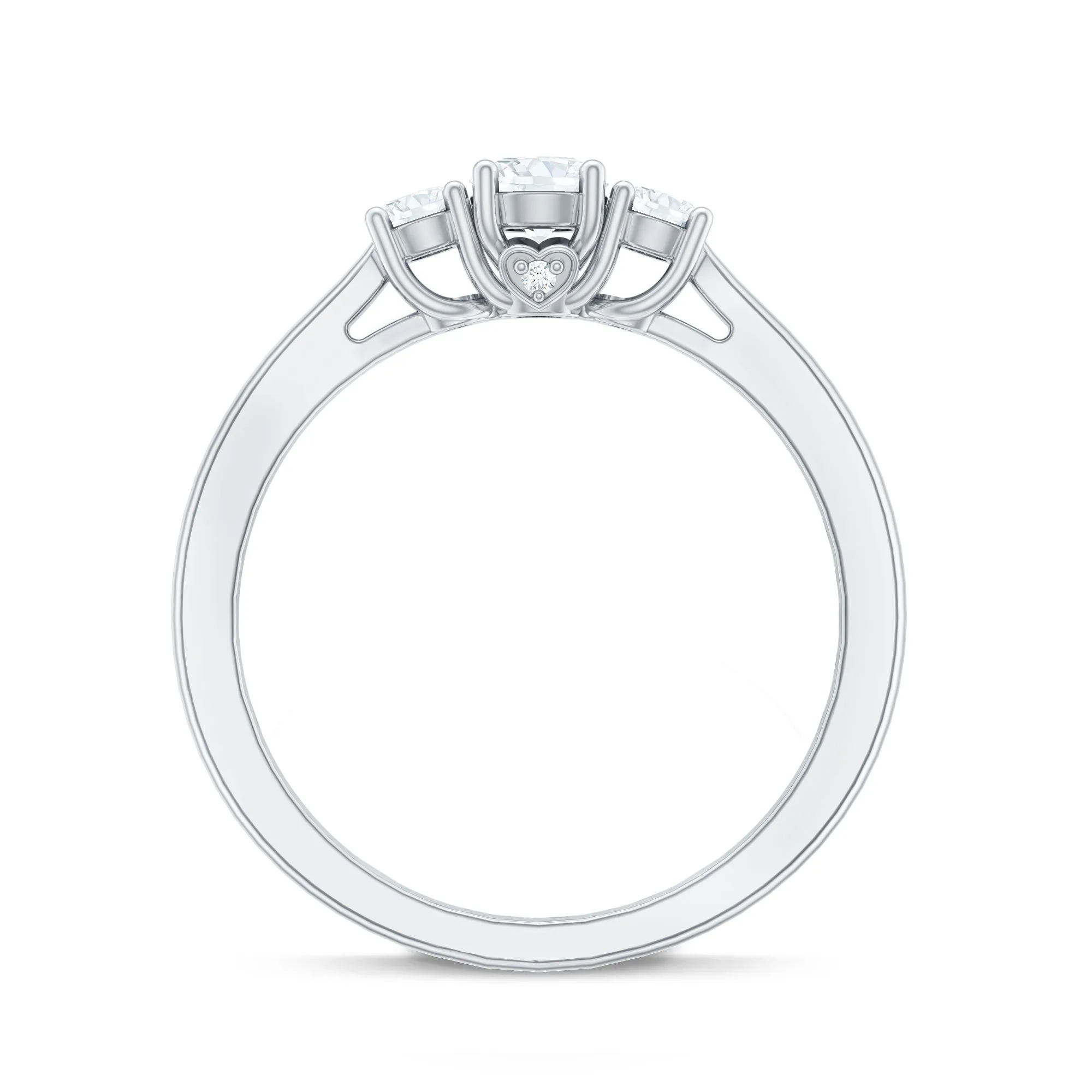 1/2 CT Bright Moissanite 3 Stone Ring for Women