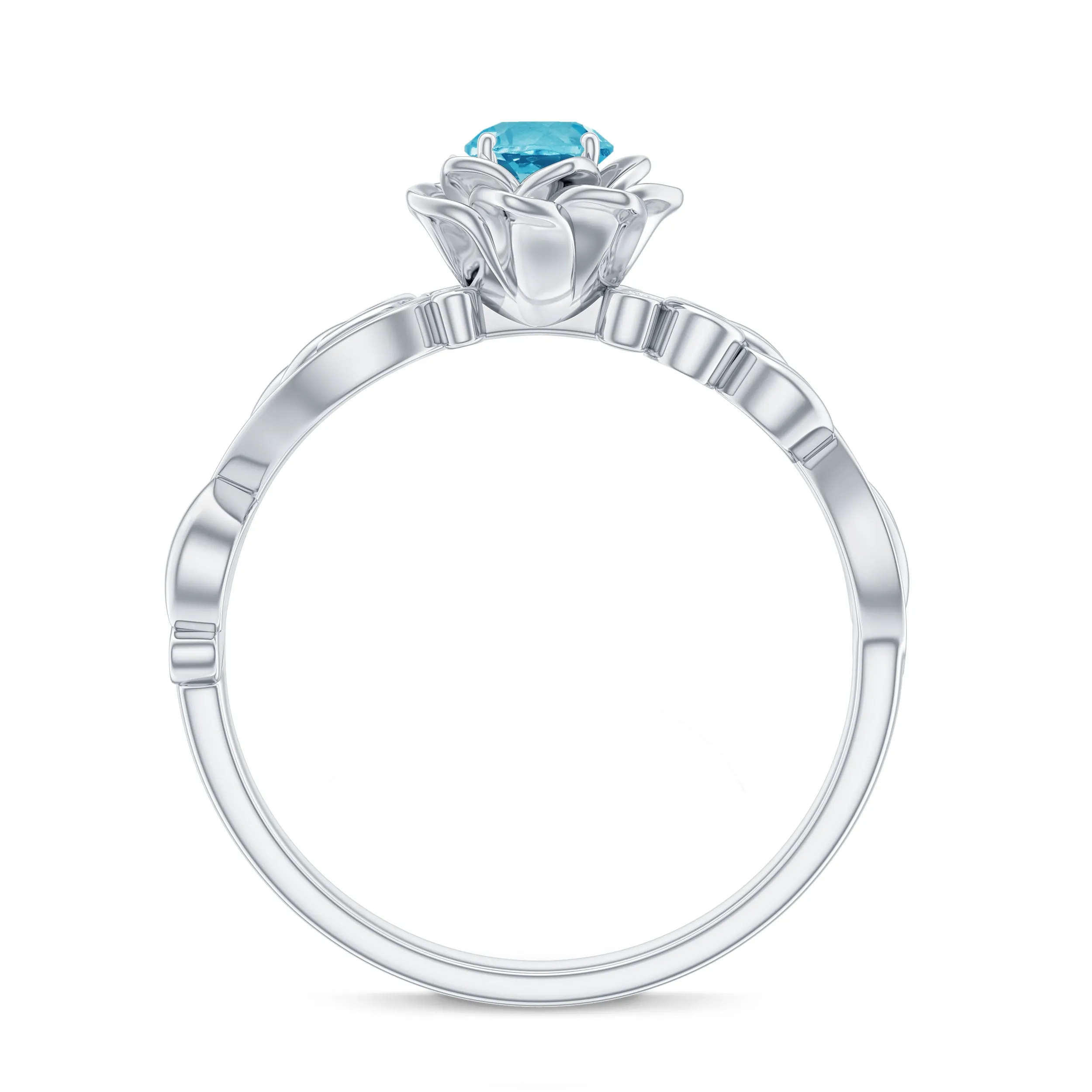 1/2 CT Floral Inspired Sky Blue Topaz and Diamond Engagement Ring