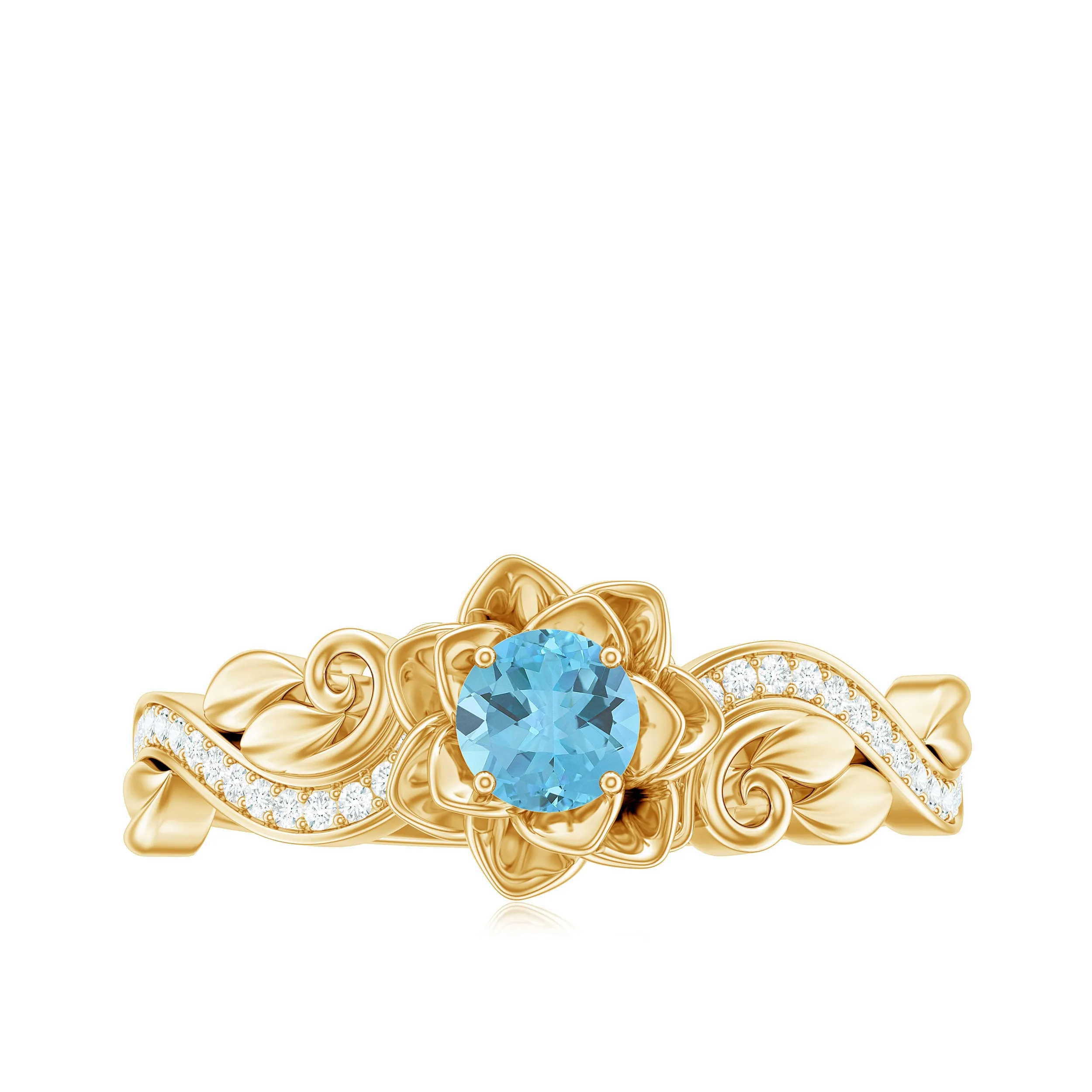 1/2 CT Floral Inspired Sky Blue Topaz and Diamond Engagement Ring