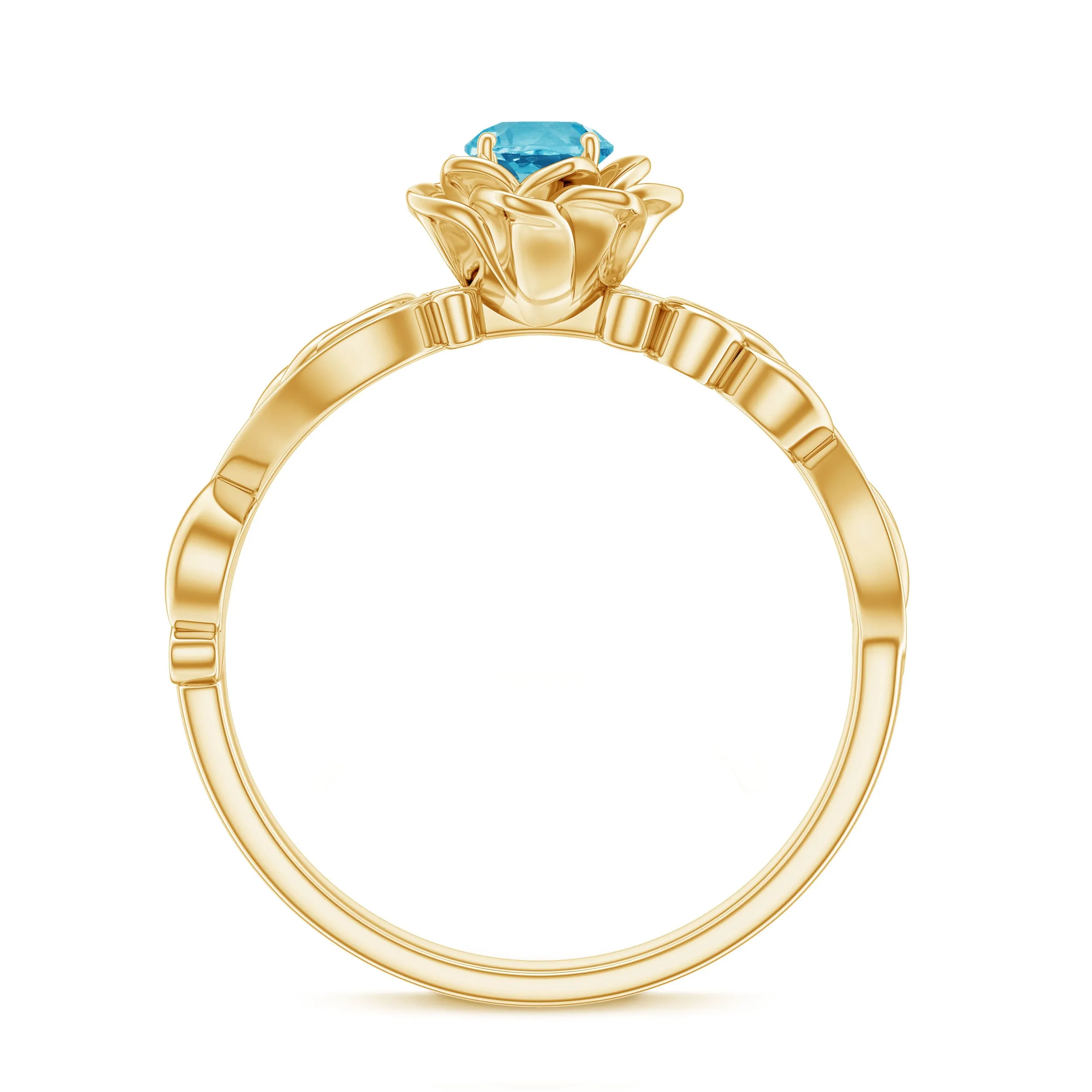 1/2 CT Floral Inspired Sky Blue Topaz and Diamond Engagement Ring