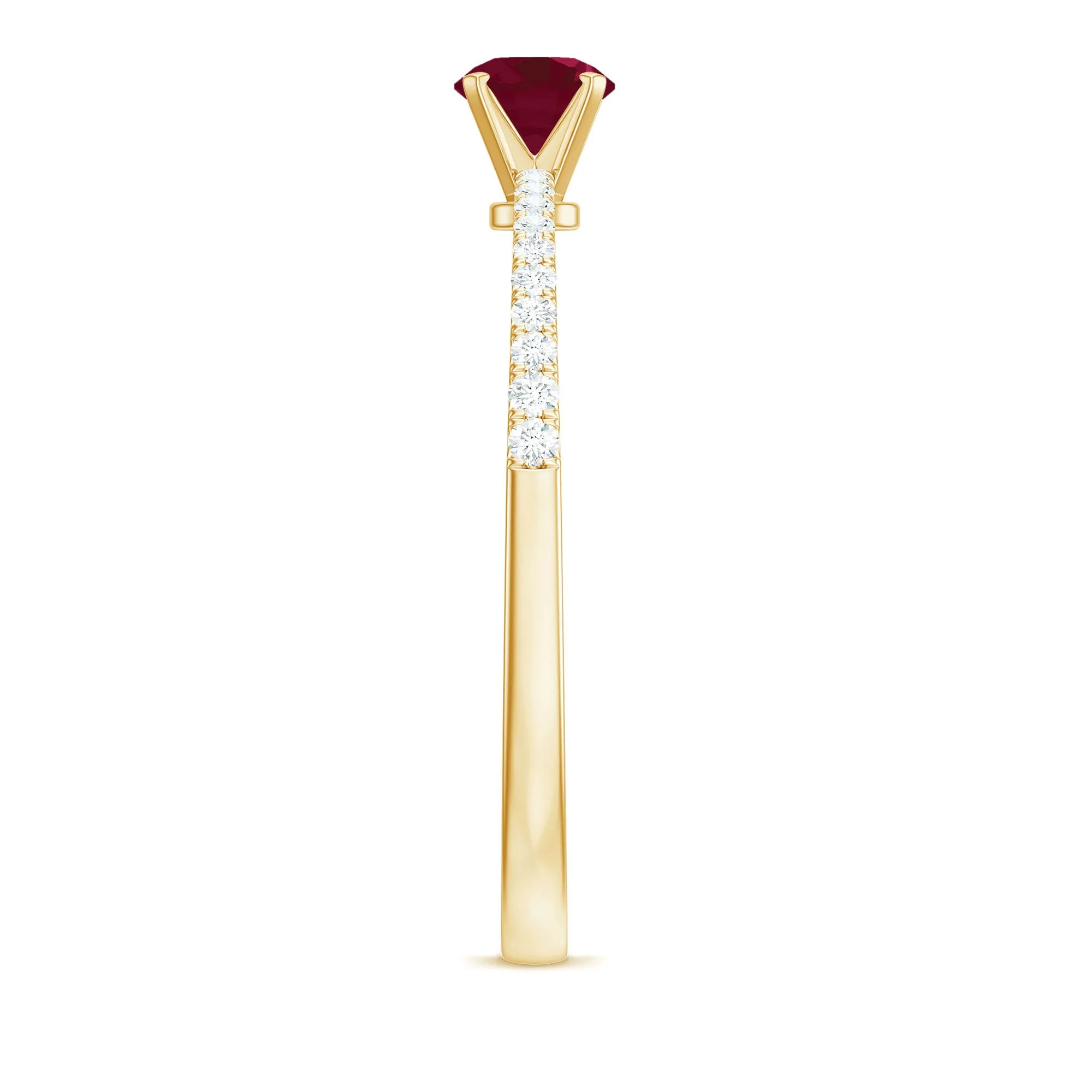 1/2 CT Round Ruby Solitaire Promise and Diamond Ring