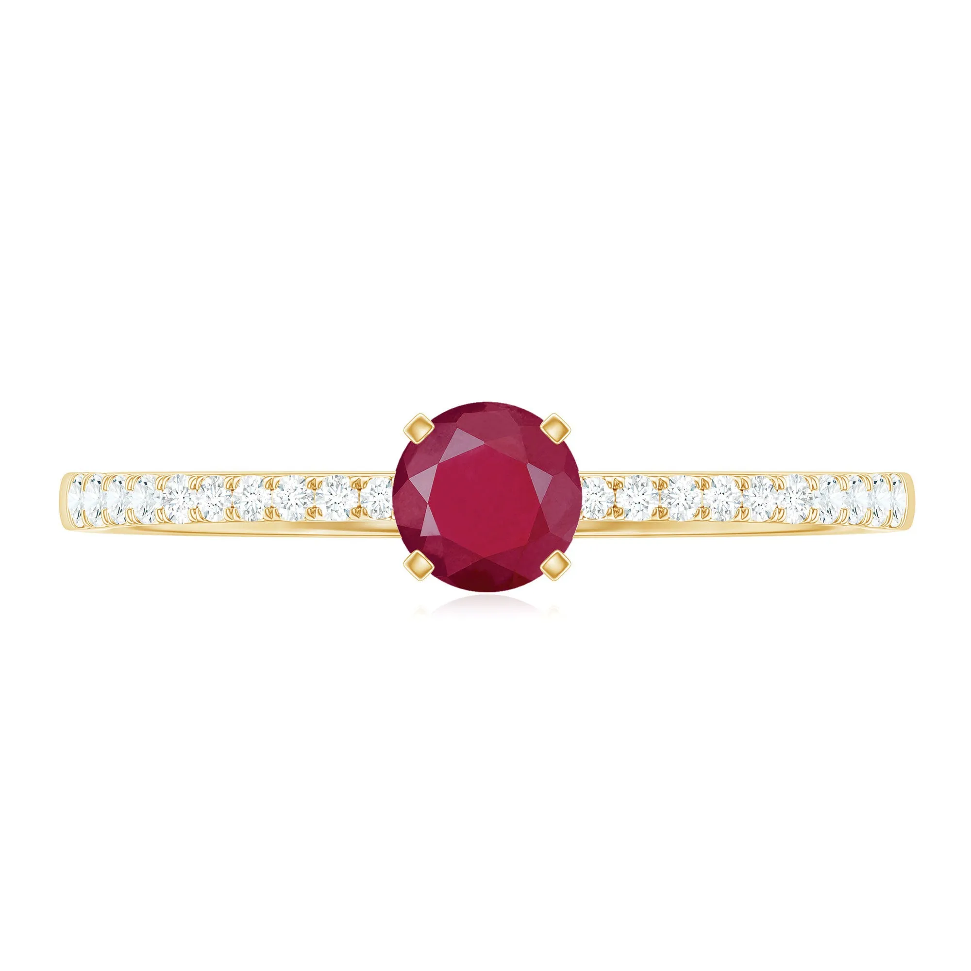 1/2 CT Round Ruby Solitaire Promise and Diamond Ring