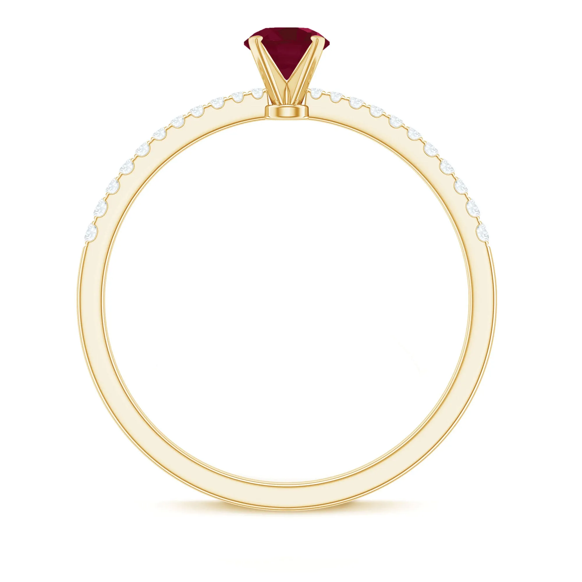 1/2 CT Round Ruby Solitaire Promise and Diamond Ring
