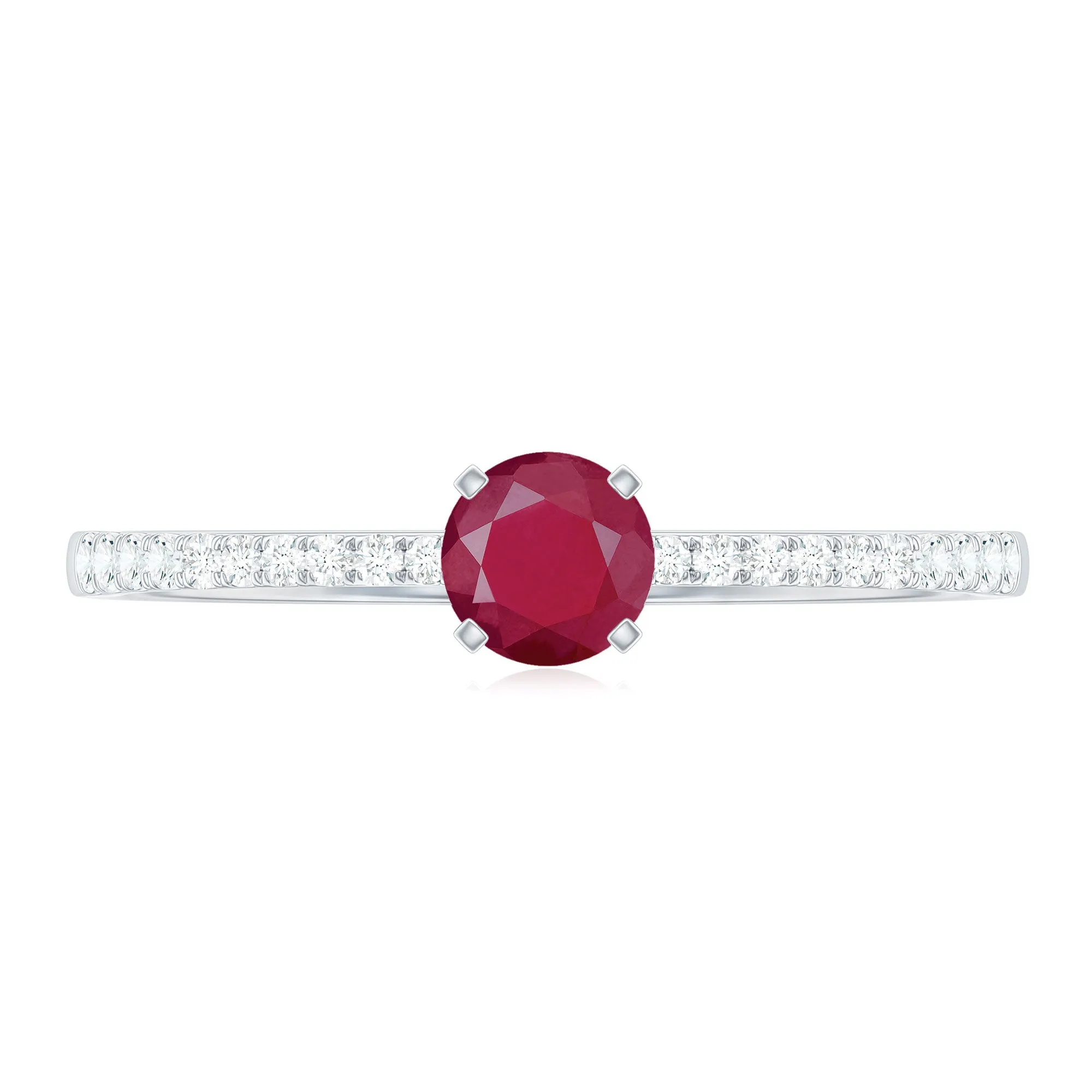 1/2 CT Round Ruby Solitaire Promise and Diamond Ring