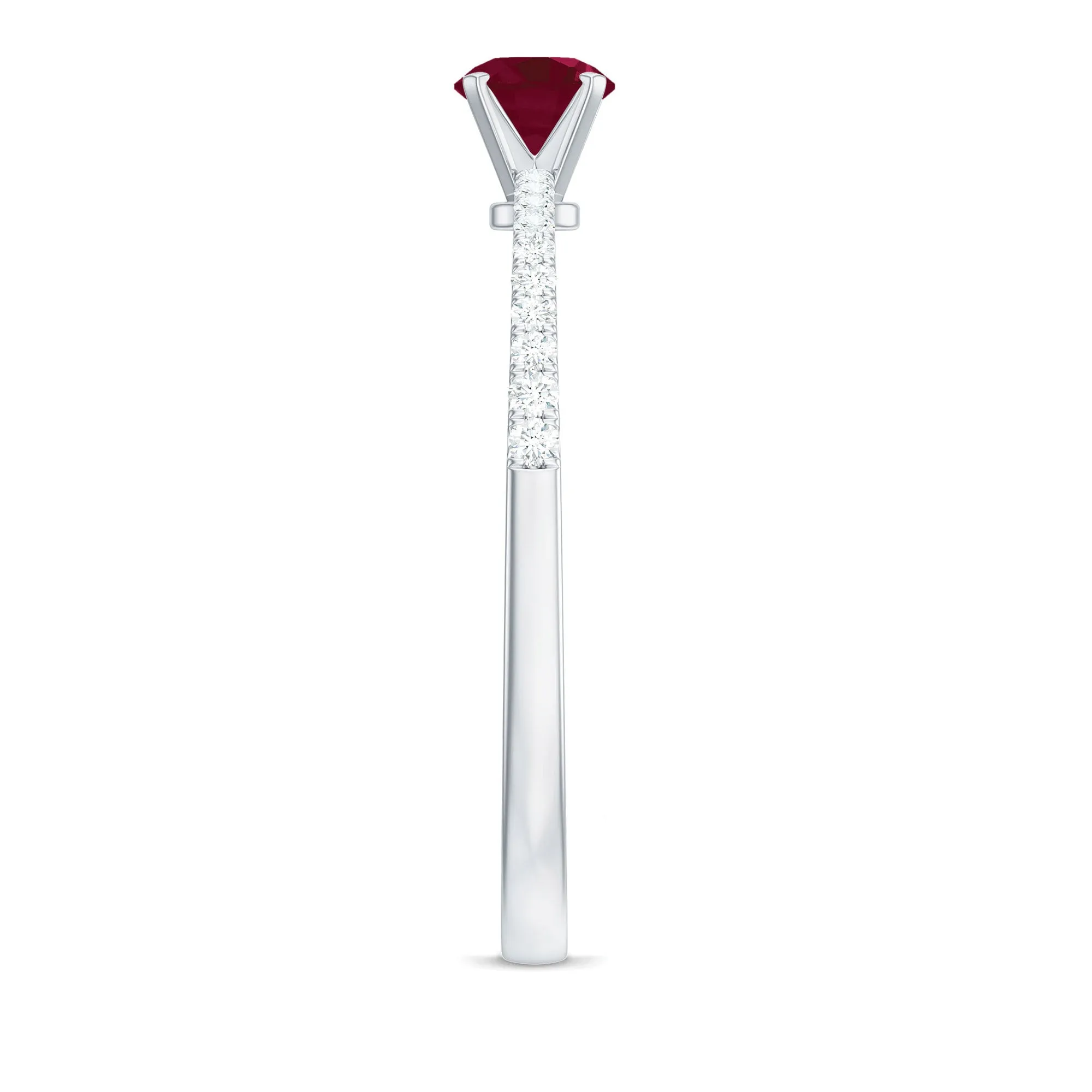 1/2 CT Round Ruby Solitaire Promise and Diamond Ring