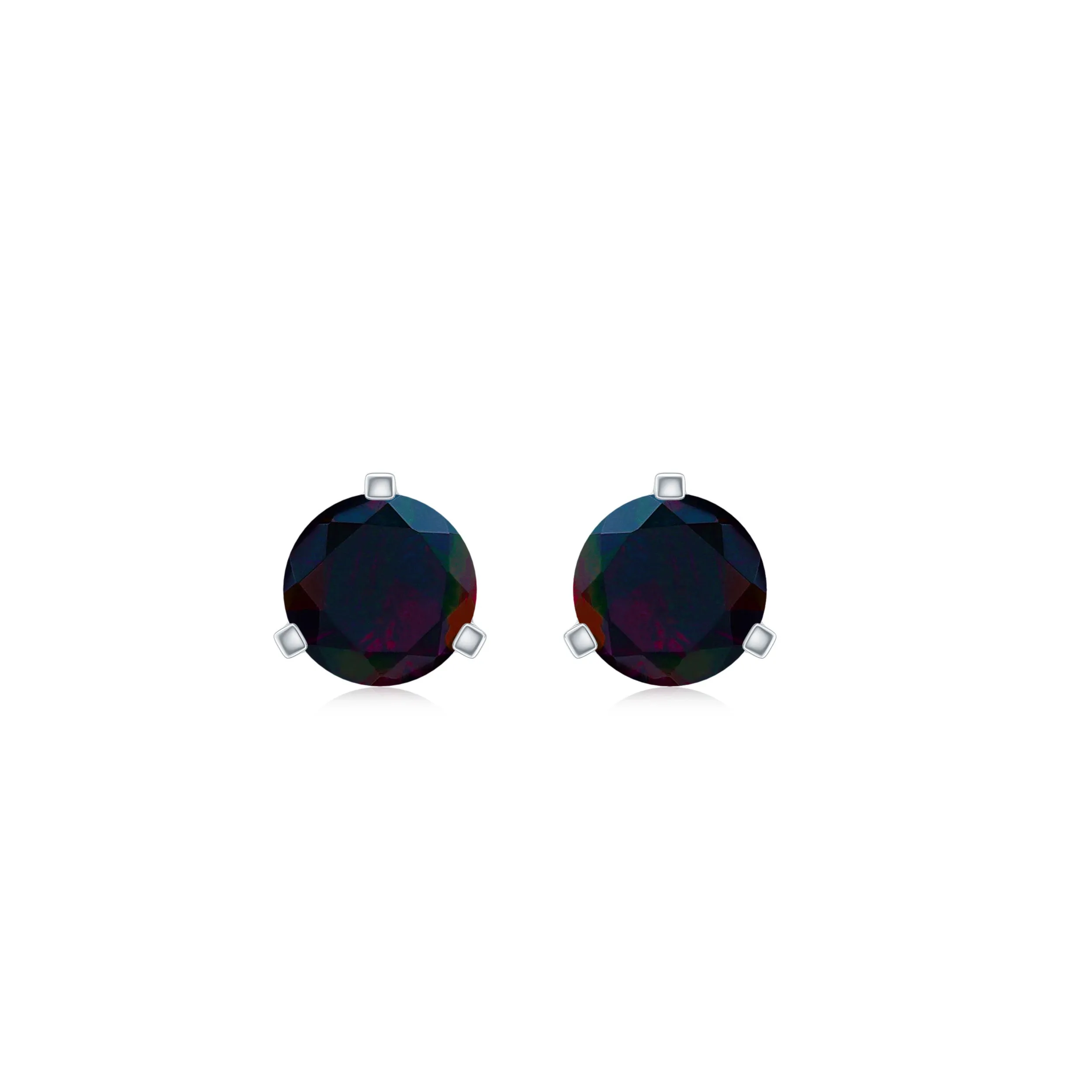 1/2 CT Simple Black Opal Solitaire Stud Earrings in Gold