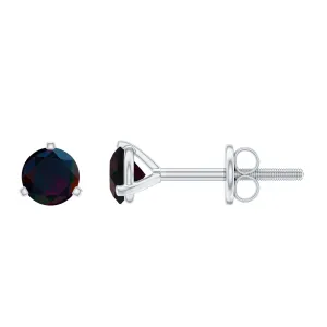 1/2 CT Simple Black Opal Solitaire Stud Earrings in Gold