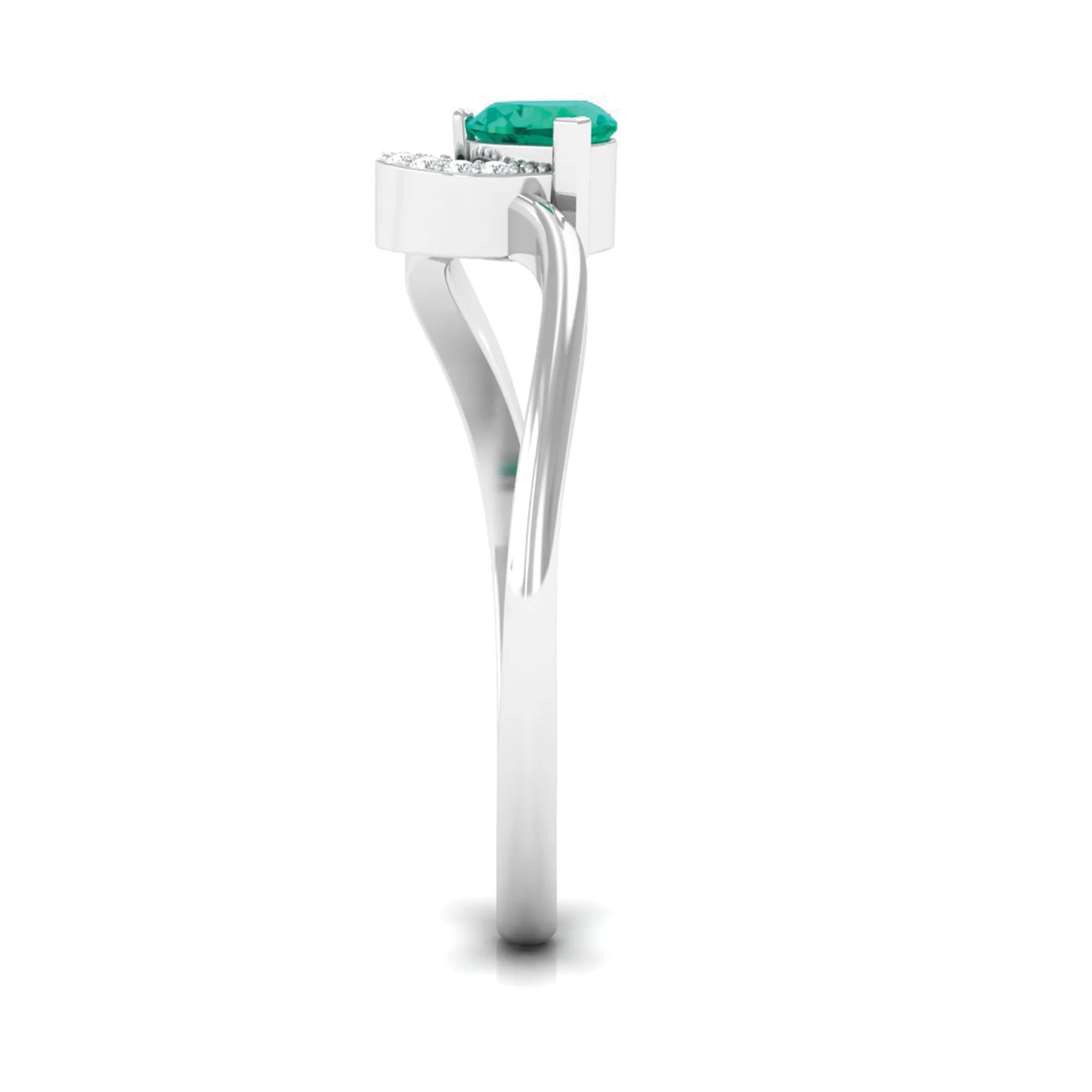 1/4 CT Emerald Heart Promise Ring with Diamond