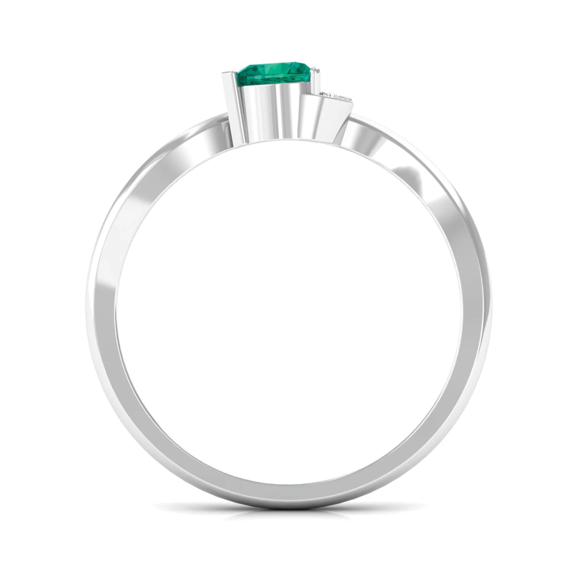 1/4 CT Emerald Heart Promise Ring with Diamond