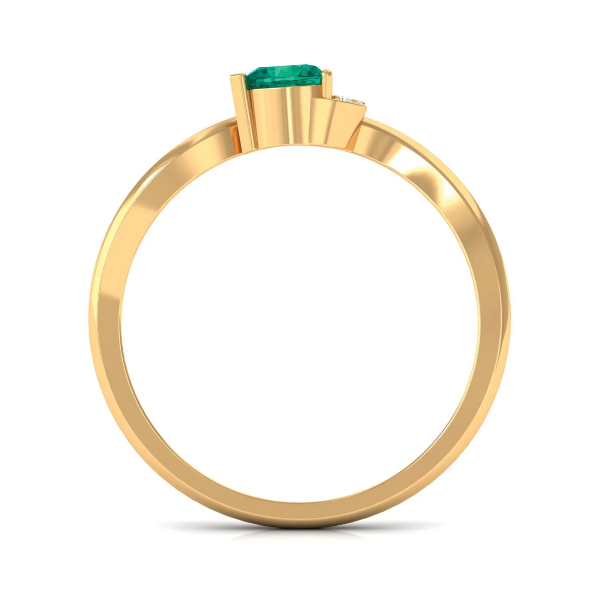 1/4 CT Emerald Heart Promise Ring with Diamond