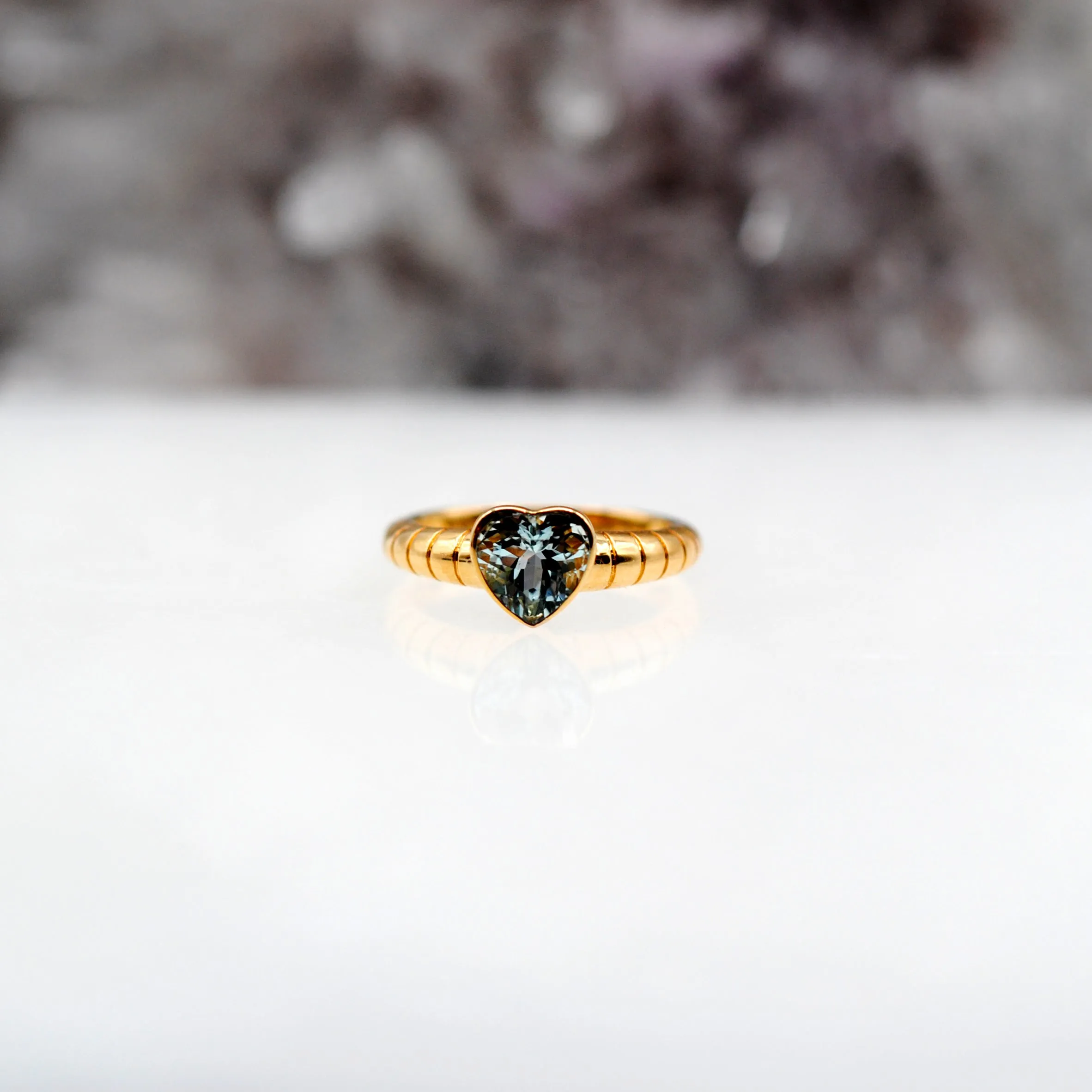 14k Gold 1.15 ct Aquamarine Sweetheart Ring