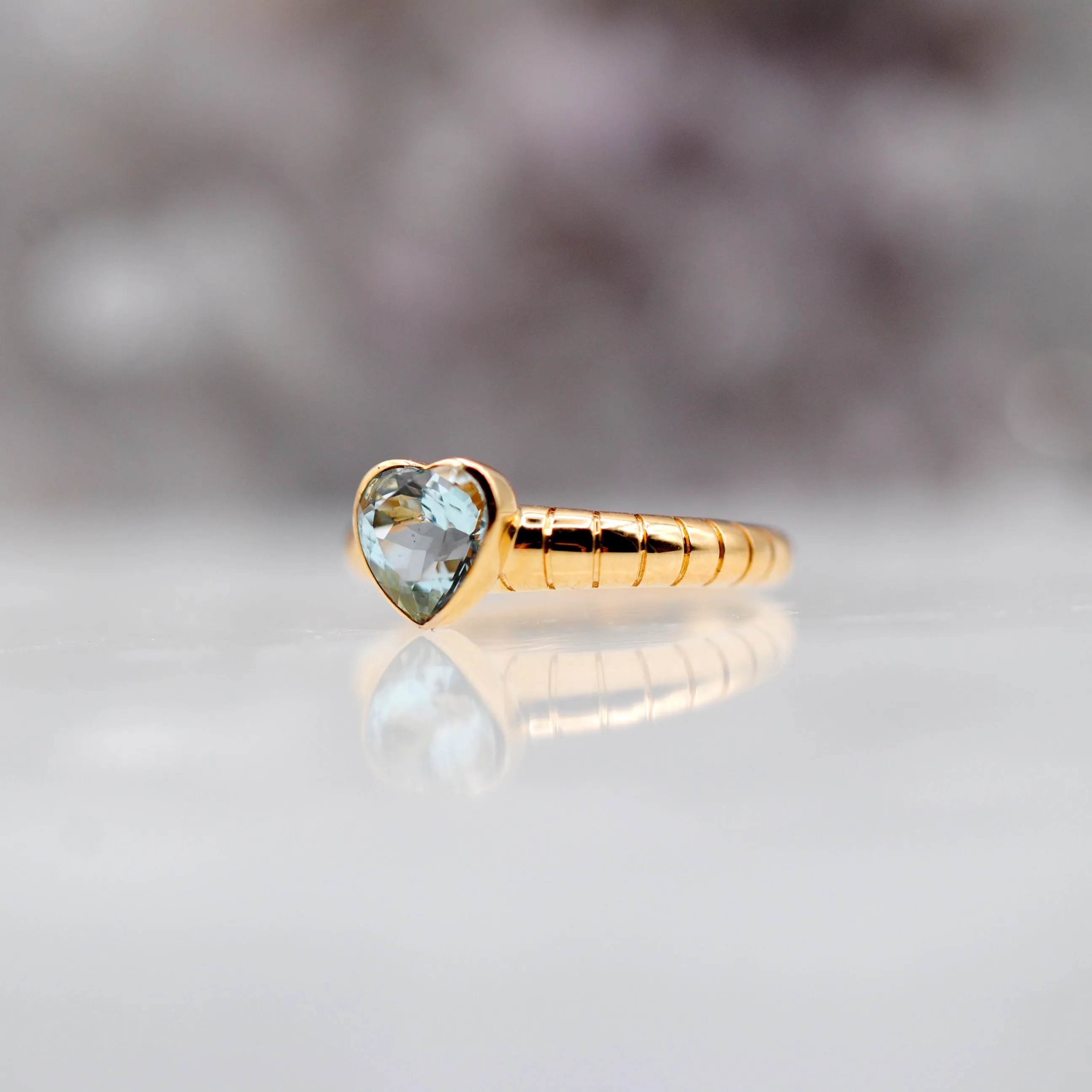 14k Gold 1.15 ct Aquamarine Sweetheart Ring