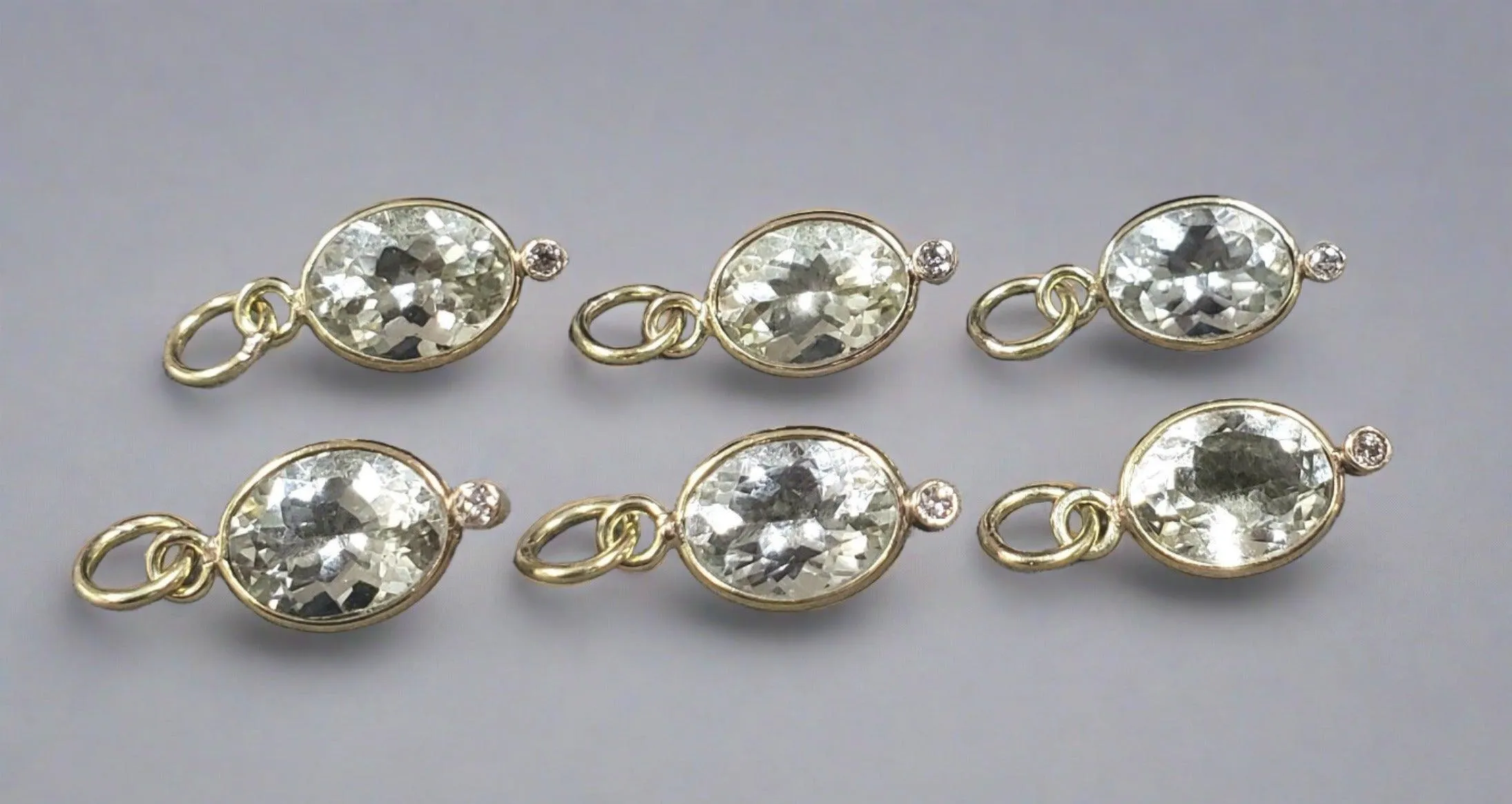 14k Gold Green Aquamarine Diamond Pendant