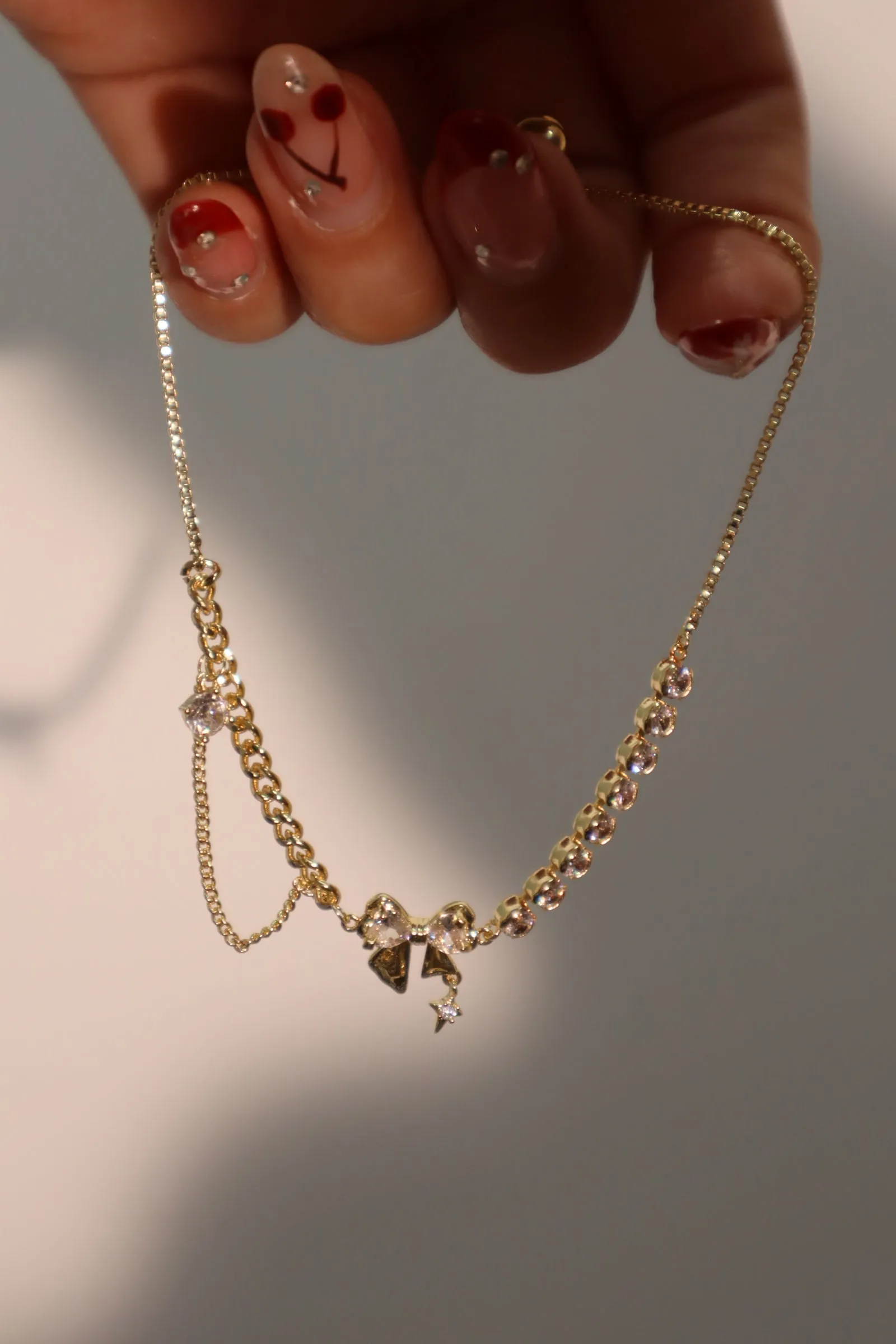 14K Real Gold Plated Diamond Bowknot Bracelet