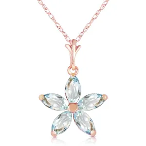 14K Solid Rose Gold Aquamarines Necklace Jewelry Class New