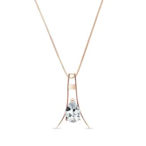 14K Solid Rose Gold Natural Aquamarine Necklace Jewelry