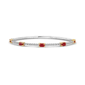 14K White and Yellow Gold Ruby and Diamond Bracelet