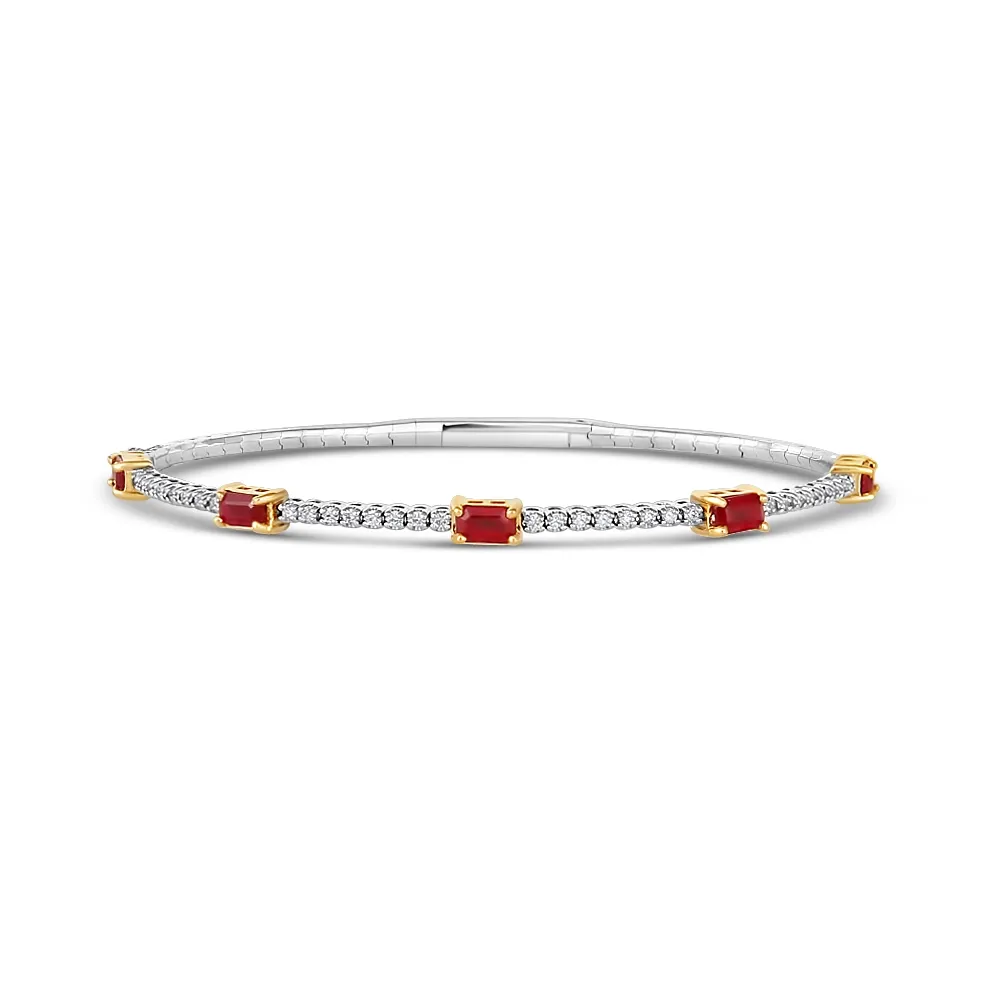 14K White and Yellow Gold Ruby and Diamond Bracelet