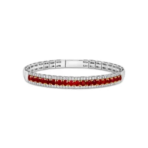 14K White and Yellow Gold Ruby and Diamond Wide Bracelet