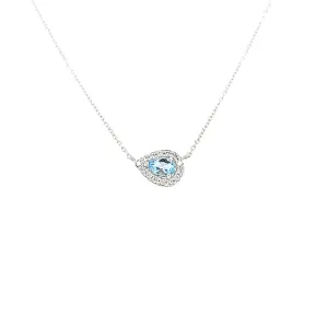 14k White Gold Pear Shaped Aquamarine Necklace (I6554)